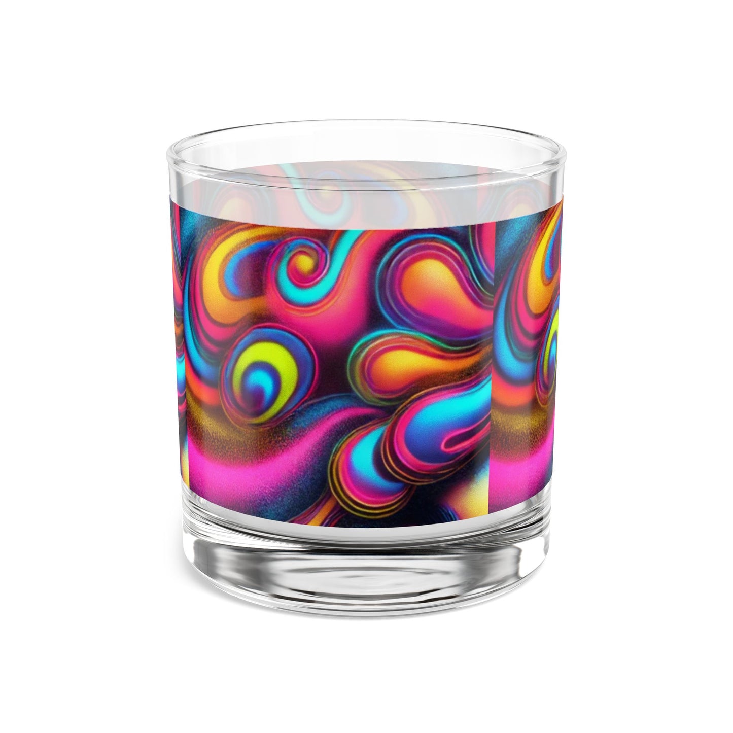 Vibrant Swirl Design Rocks Glass - 10oz Colorful Drinkware