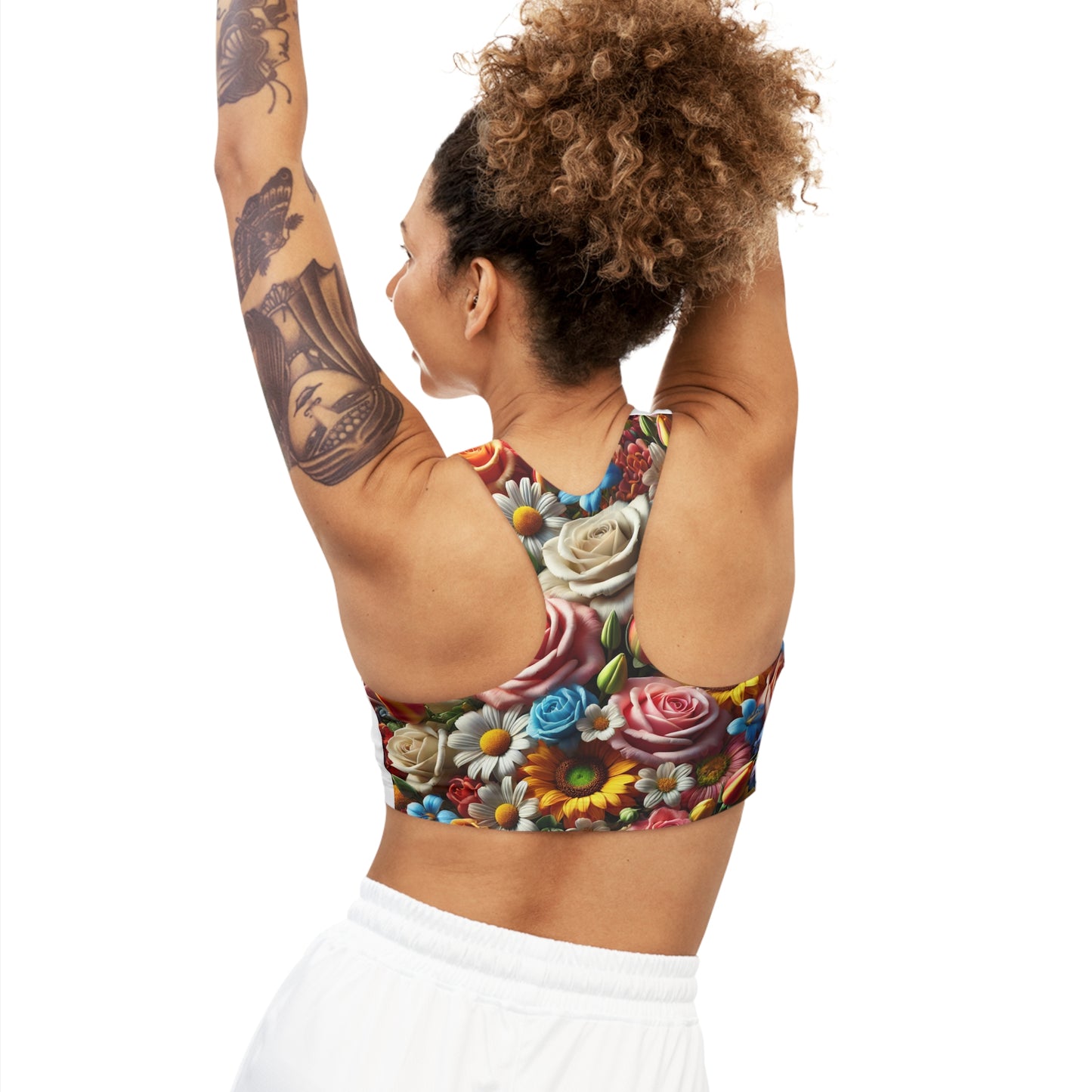 Floral Seamless Sports Bra - Vibrant Flower Print for Active Lifestyle