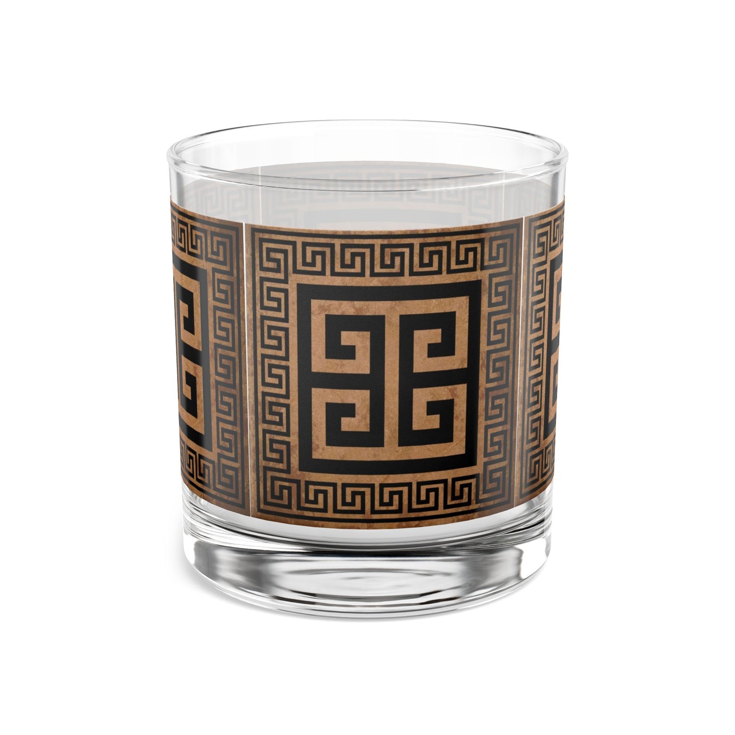 Elegant Greek Key Rocks Glass - 10oz - Perfect for Home Bar and Gifts
