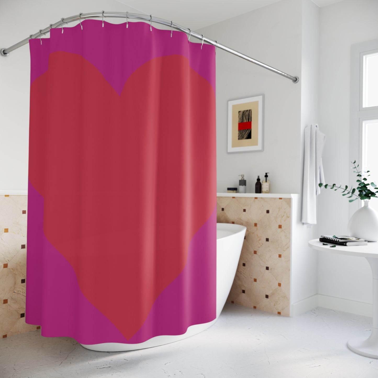 Bold Red Heart Shower Curtain - Perfect for Valentine's Day and Romantic Decor