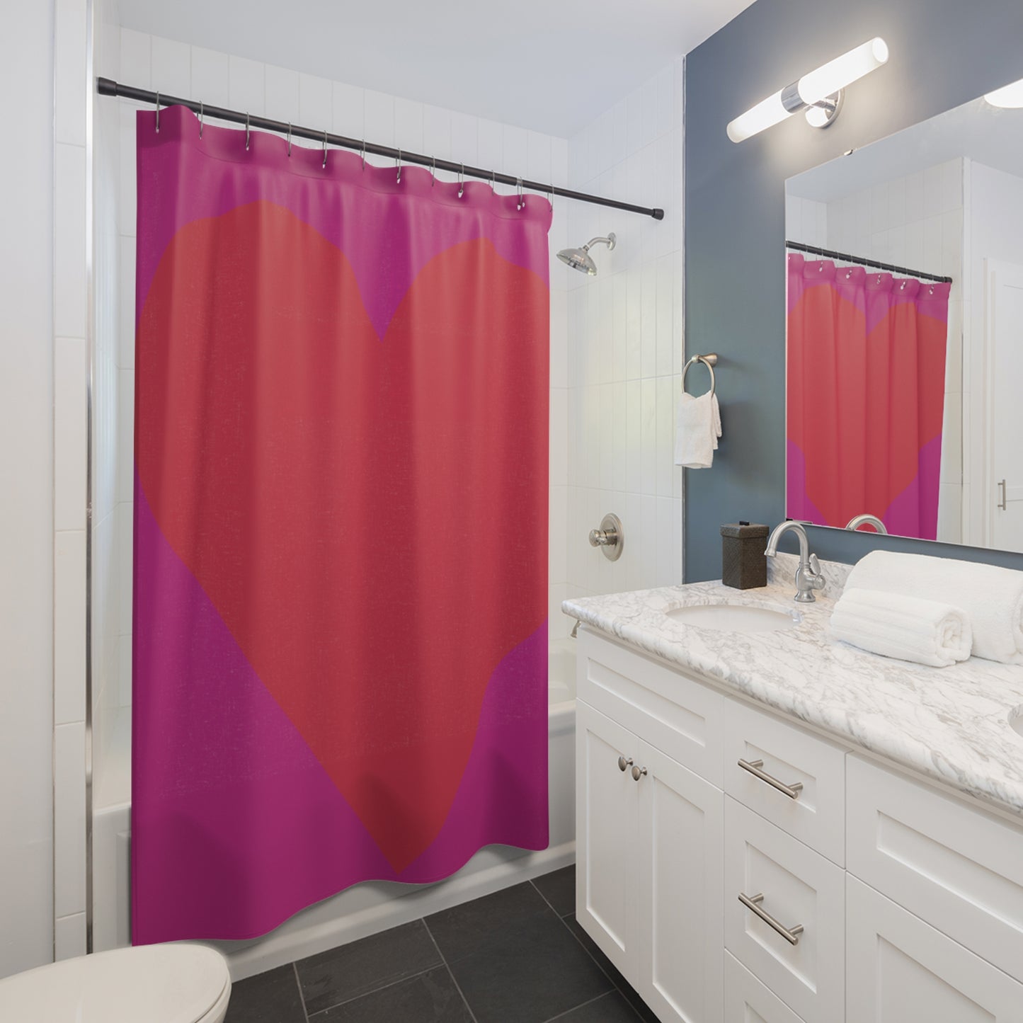 Bold Red Heart Shower Curtain - Perfect for Valentine's Day and Romantic Decor
