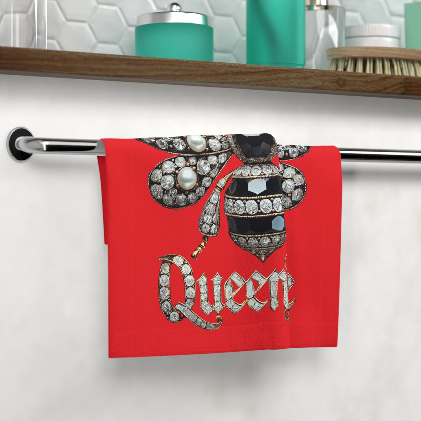 Queen Bee Luxury Face Towel - Chic Bathroom Accessory for Glamorous Decor