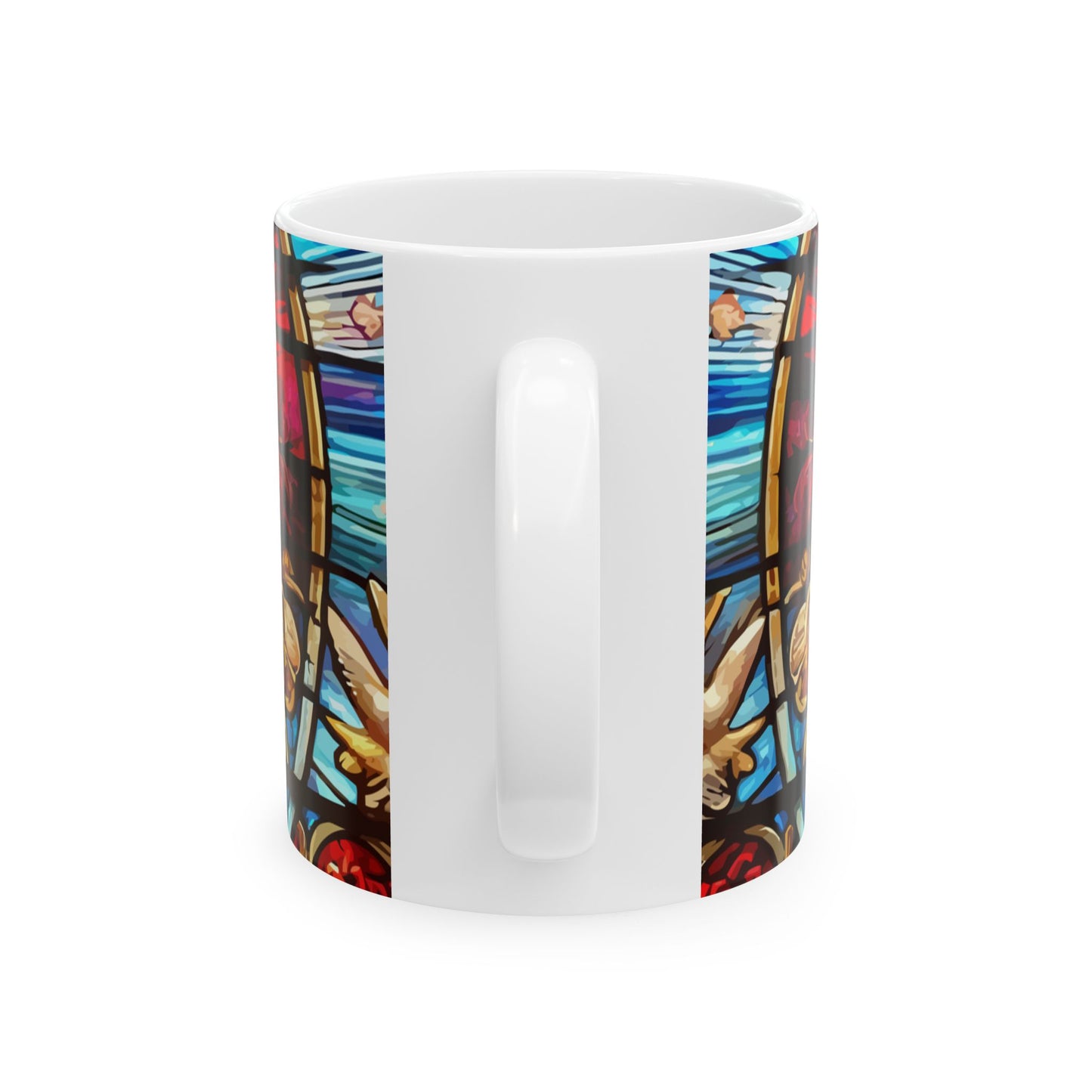 Stained Glass Jesus is Love Mug - Inspirational Ceramic Coffee Cup for Faith & Devotion