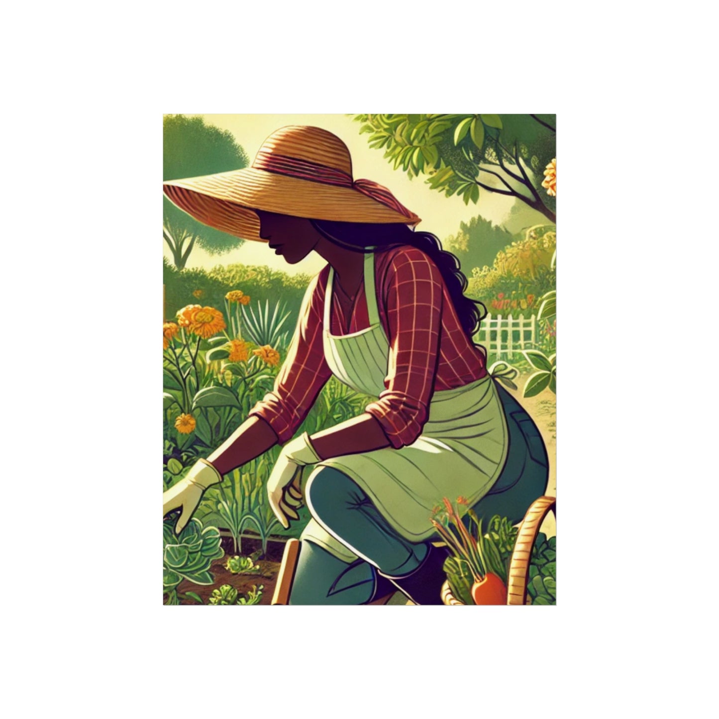 Botanical Garden Fine Art Poster - Vibrant Gardening Woman Art Print