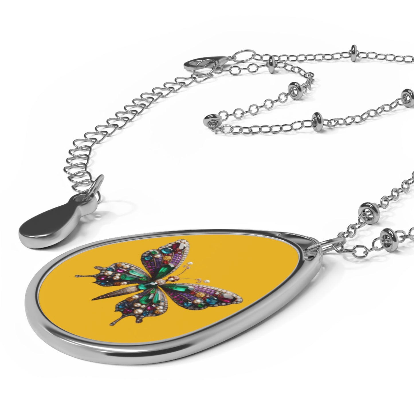 Colorful Butterfly Oval Necklace | Elegant Pendant for Nature Lovers | Perfect Gift for Birthdays and Celebrations