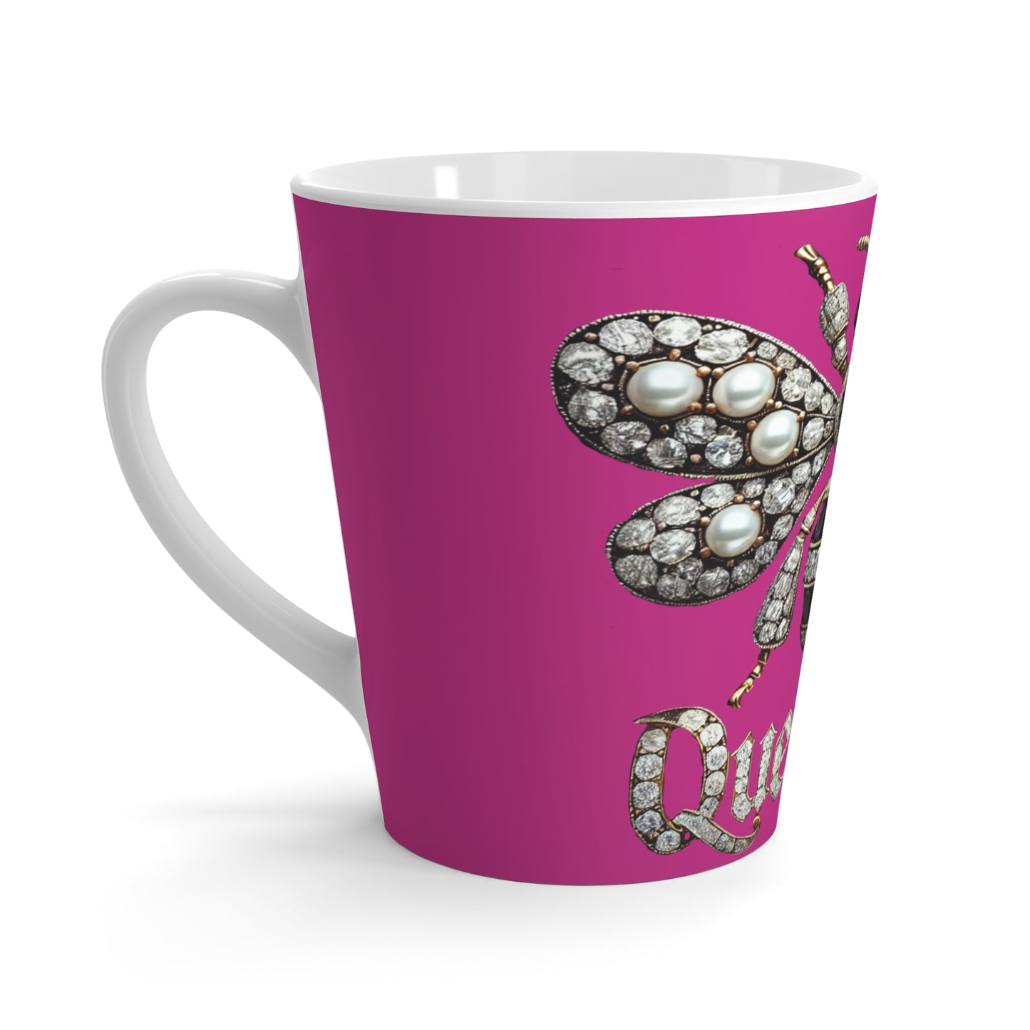 Queen Bee Rhinestone Latte Mug - Stylish Coffee Cup for Trendsetters
