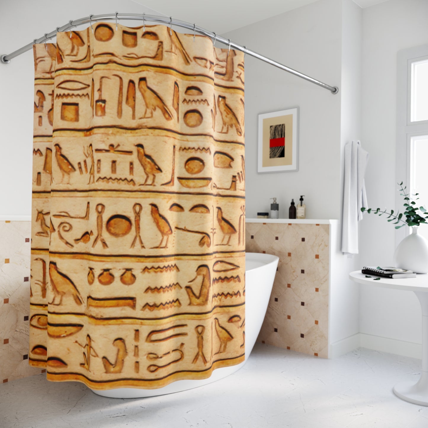 Egyptian Hieroglyph Shower Curtain - Ancient Style Bathroom Decor