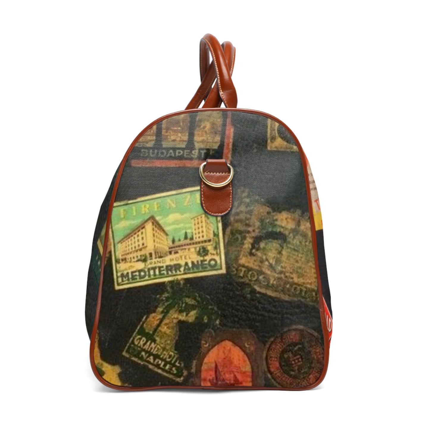 Vintage Waterproof Travel Bag - Retro Travel Stickers Design