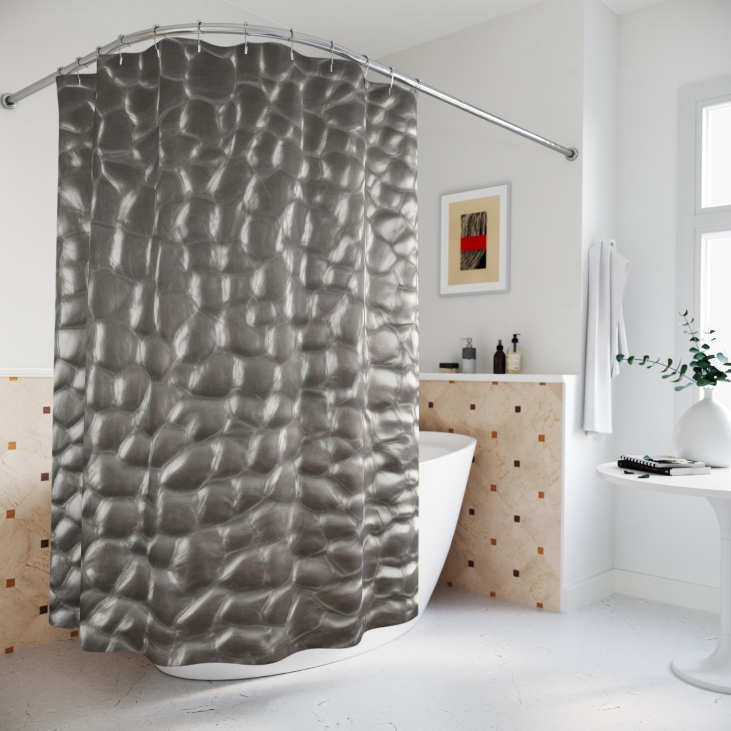 Modern Textured Shower Curtain - Minimalist Bathroom Decor