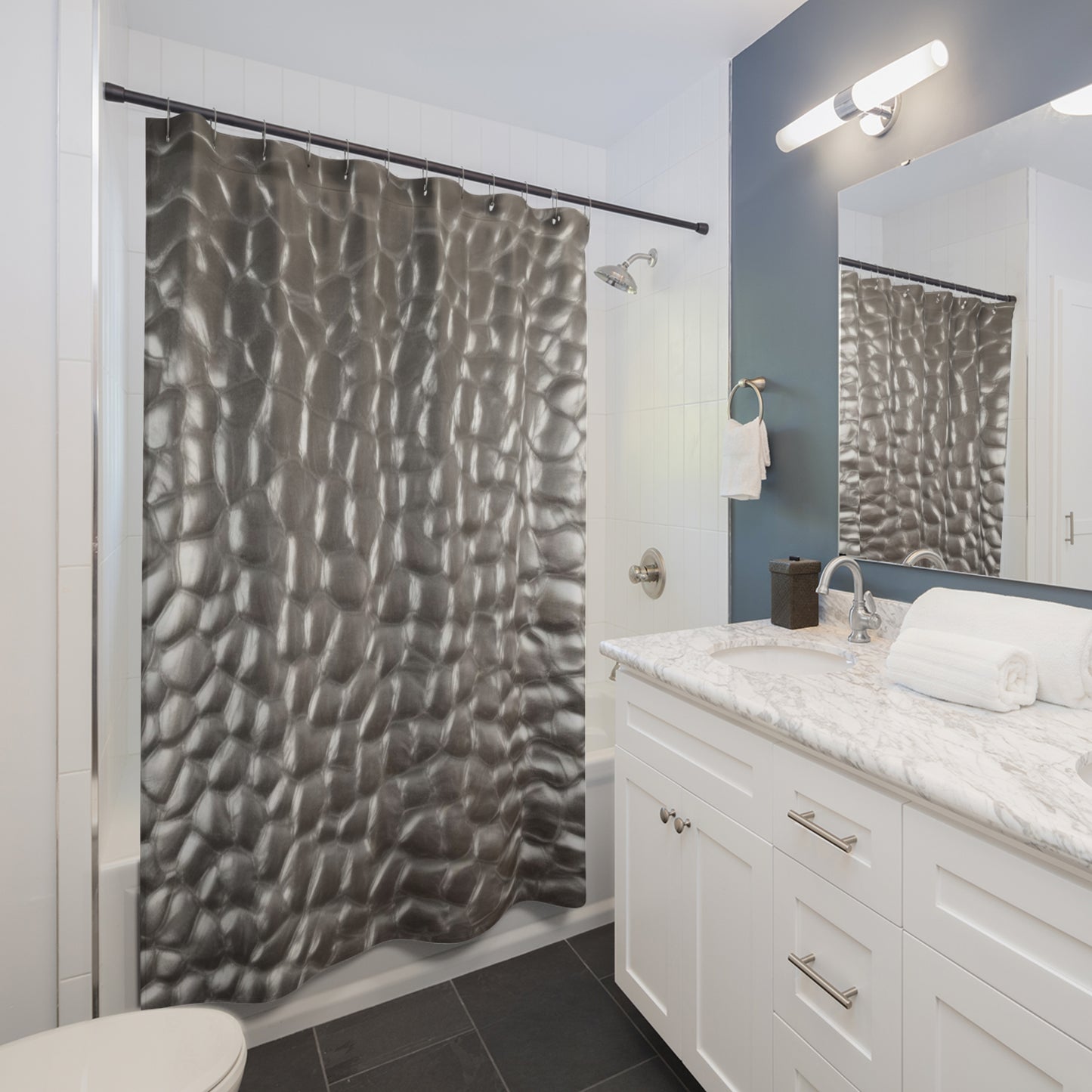 Modern Textured Shower Curtain - Minimalist Bathroom Decor