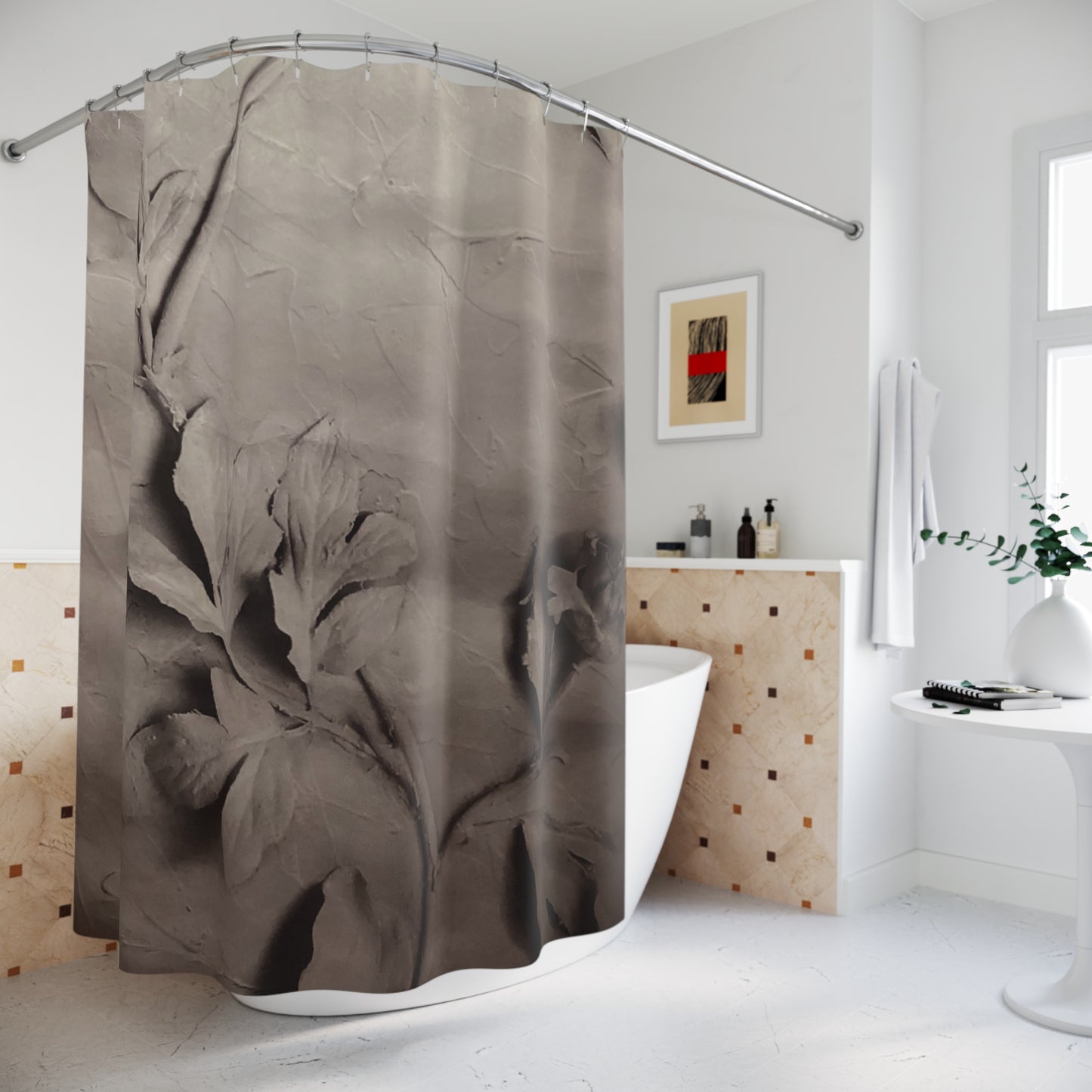 Elegant Floral Shower Curtain - Vintage Art Design for Serene Bathrooms