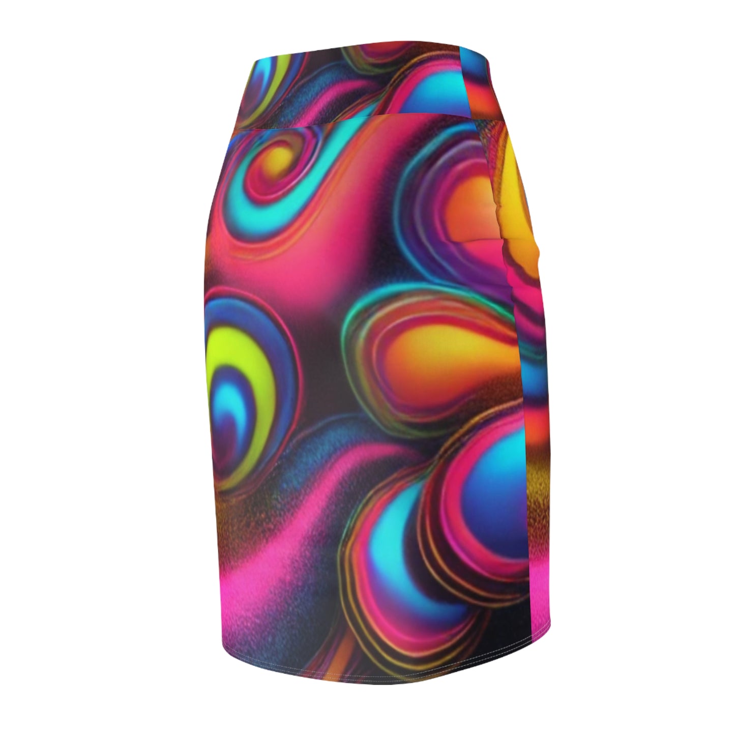 Colorful Swirl Women's Pencil Skirt - Vibrant Stylish Midi