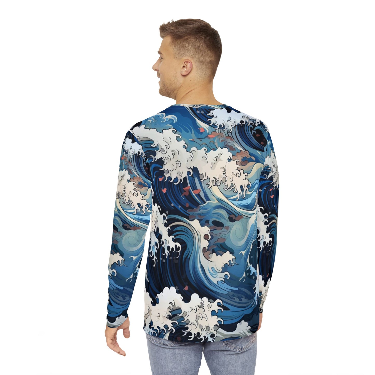 Ocean Wave Men's Long Sleeve Shirt - Stylish, Casual Comfort for All Seasons