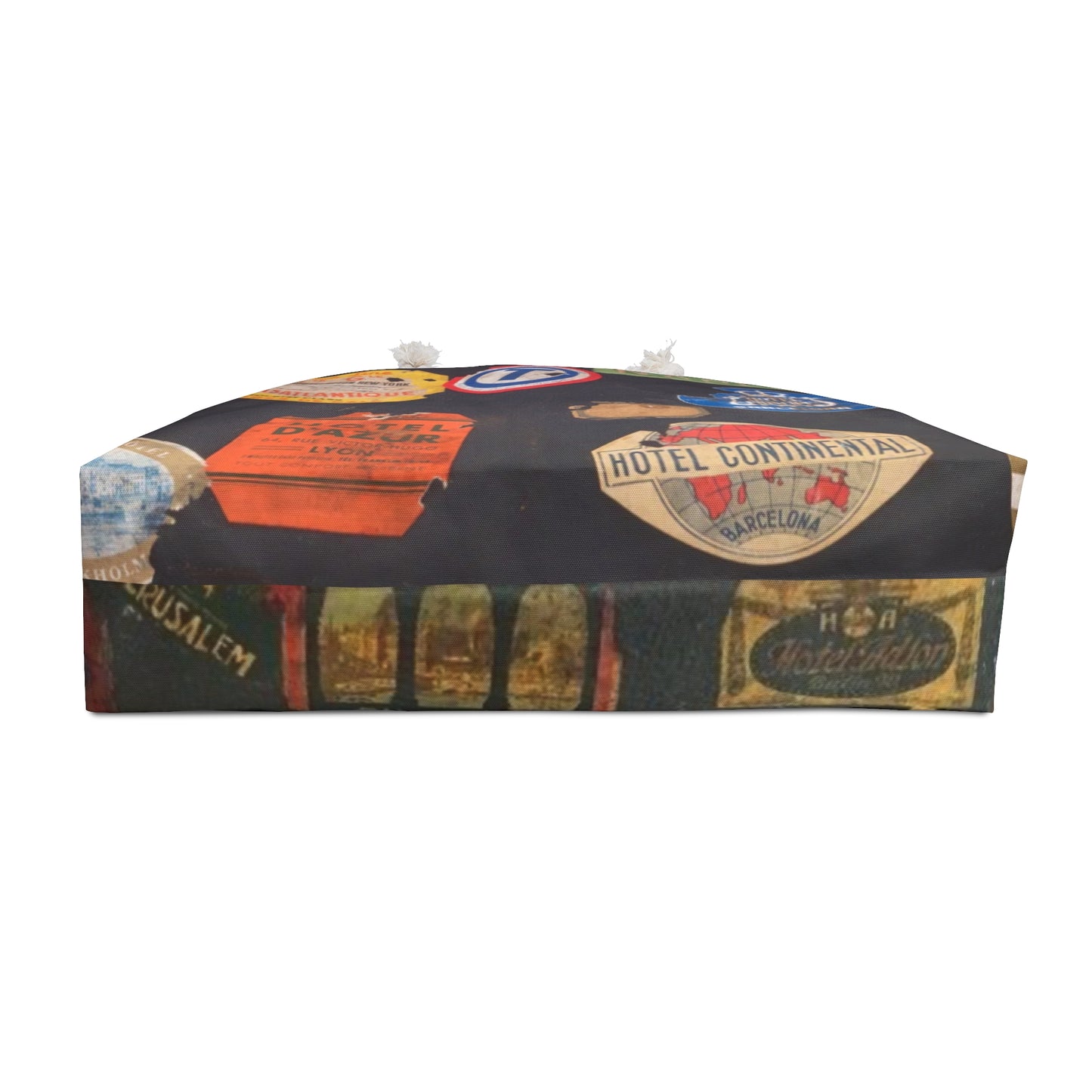 Vintage Travel Weekender Bag with Retro Stickers - Perfect for Adventurers