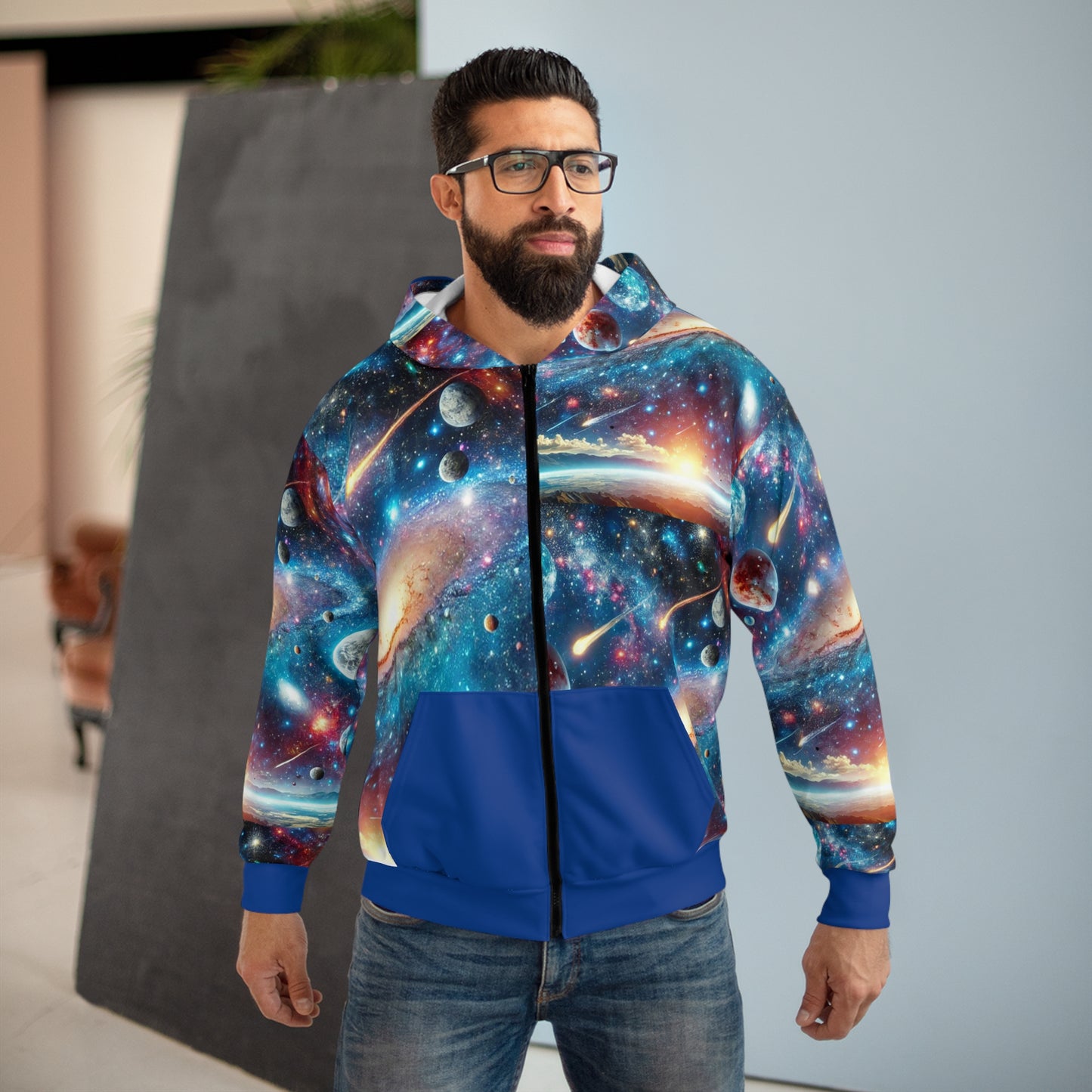 Galactic Dreams Unisex Zip Hoodie - Cosmic Universe Design