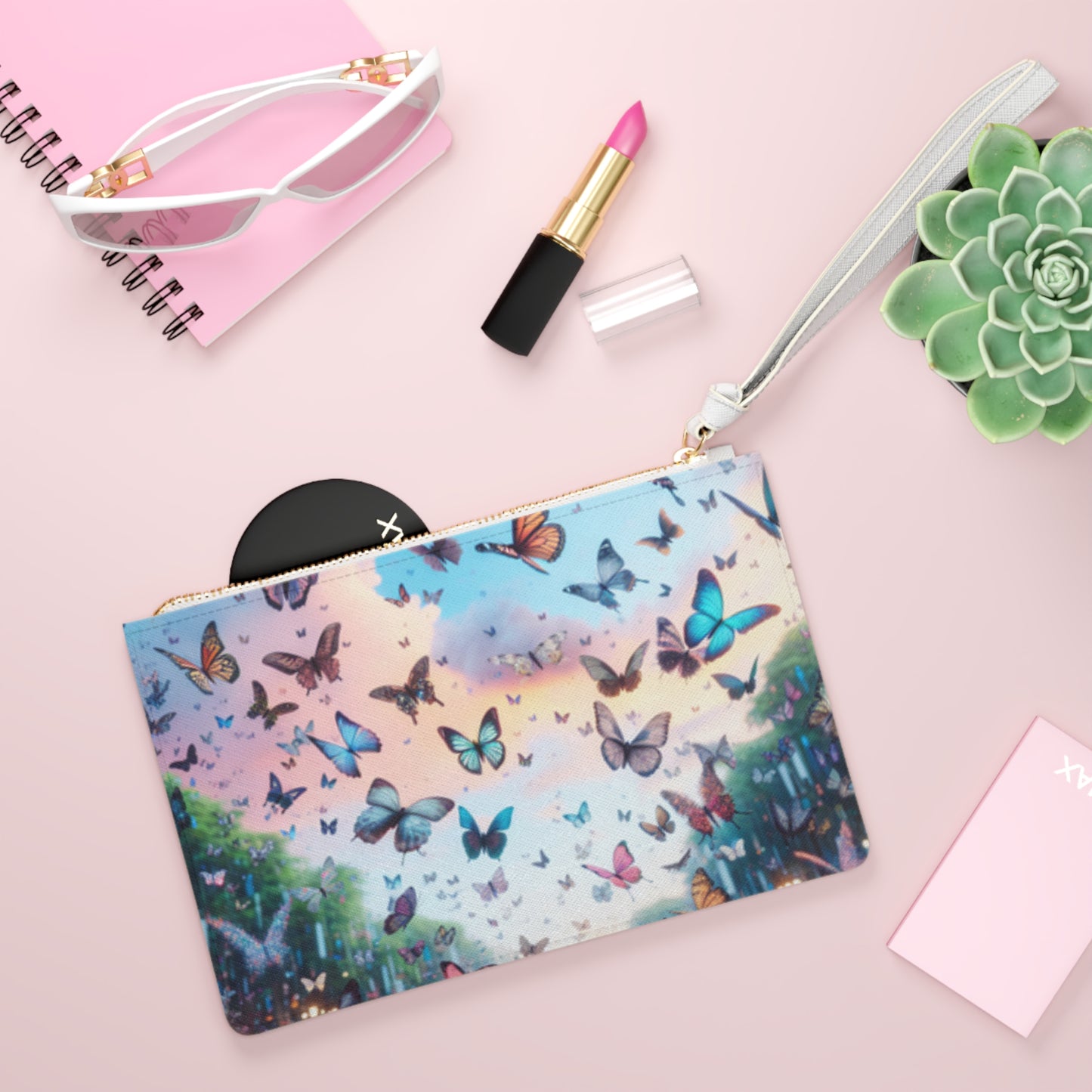 Butterfly Garden Clutch Bag - Colorful, Eco-Friendly Pouch for Women