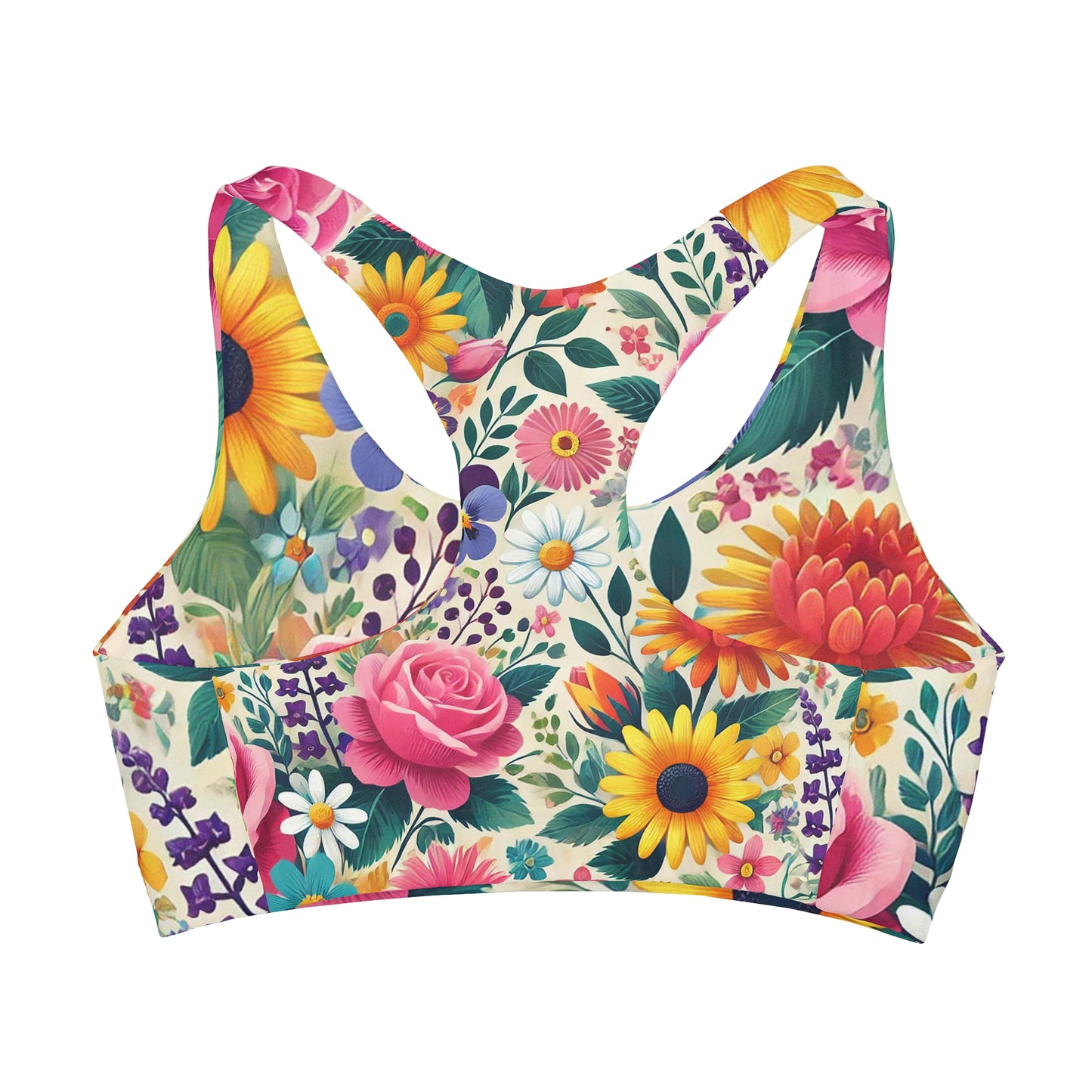 Floral Print Girls' Sports Bra - Seamless & Double Lined Activewear