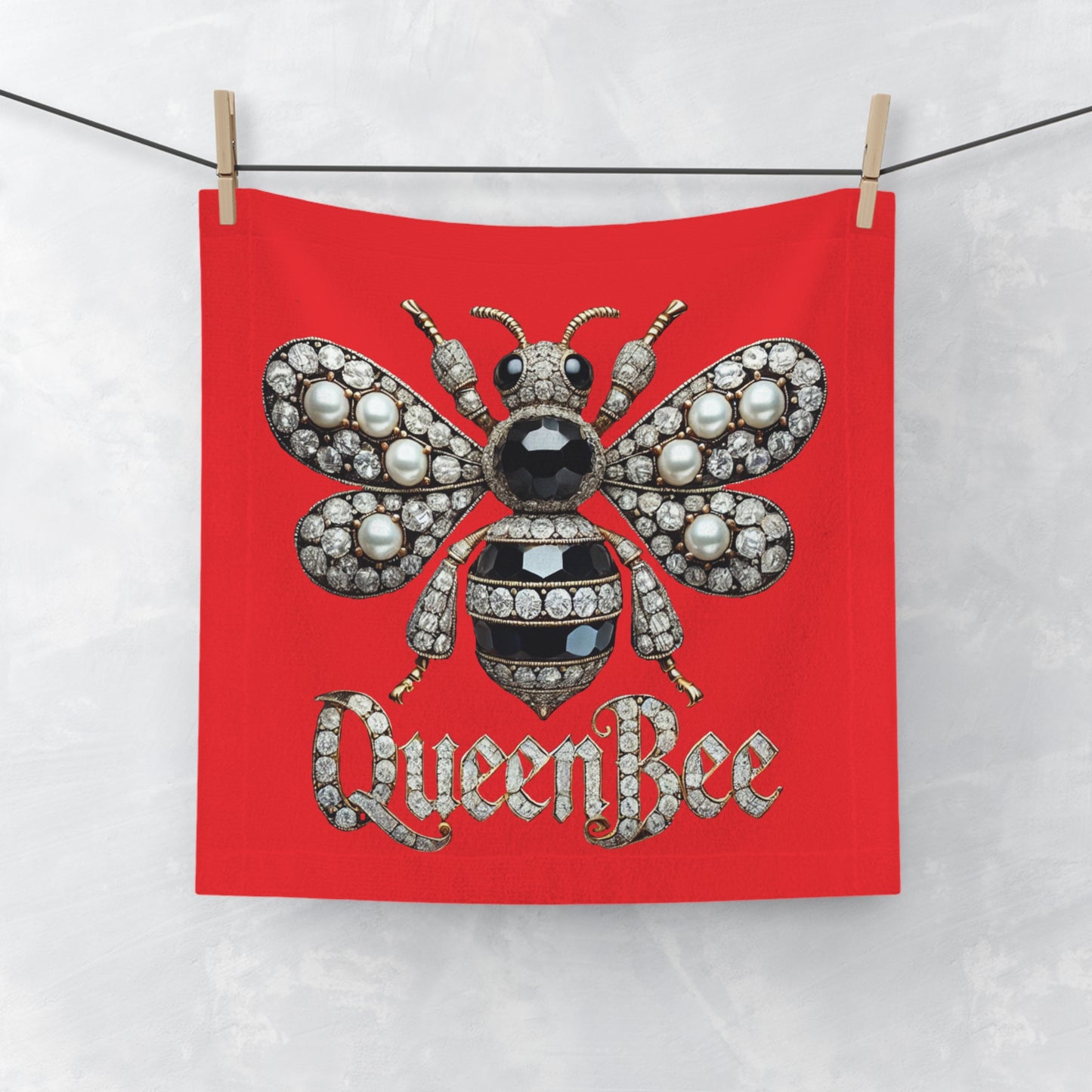 Queen Bee Luxury Face Towel - Chic Bathroom Accessory for Glamorous Decor