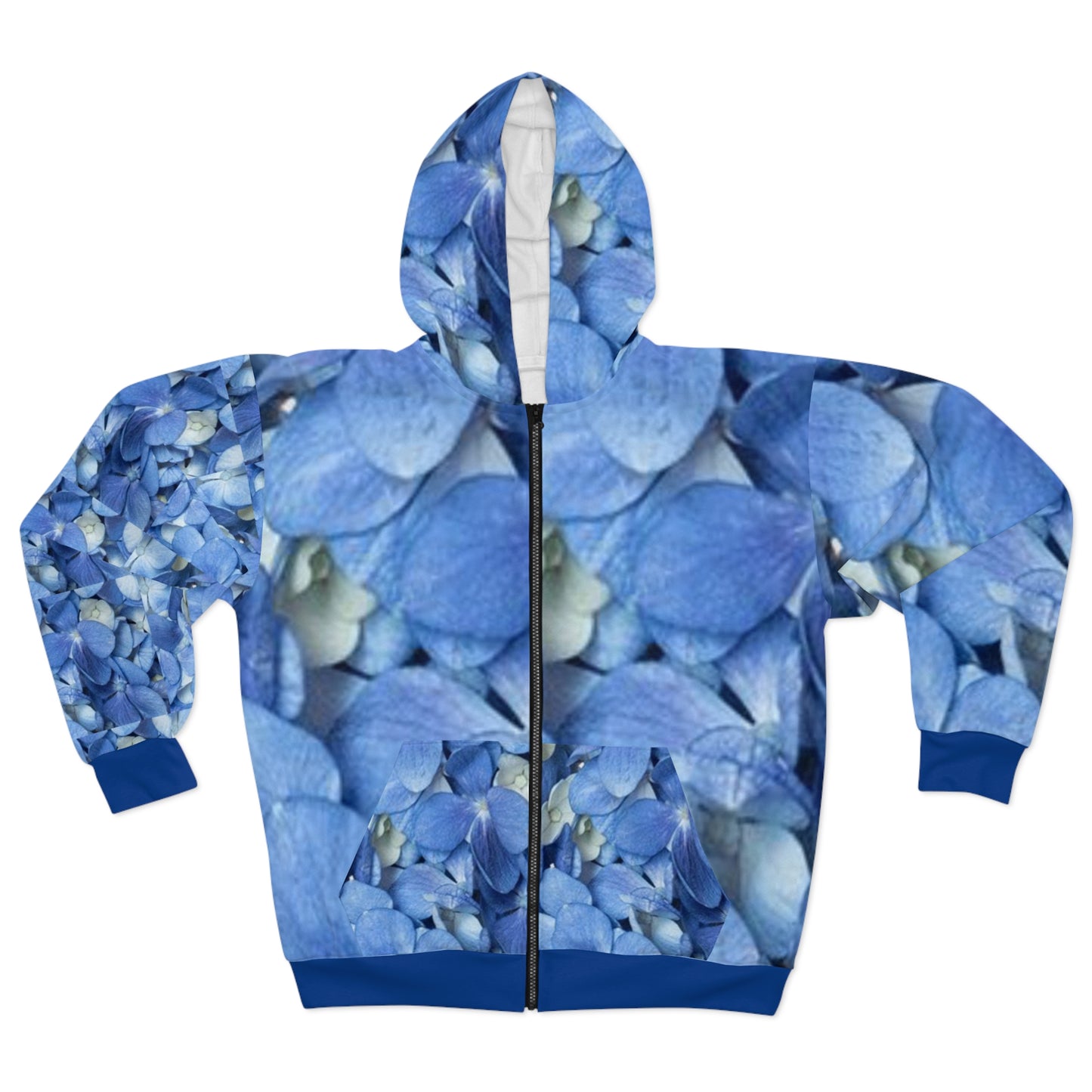Floral Blue Unisex Zip Hoodie - Cozy and Stylish for Nature Lovers