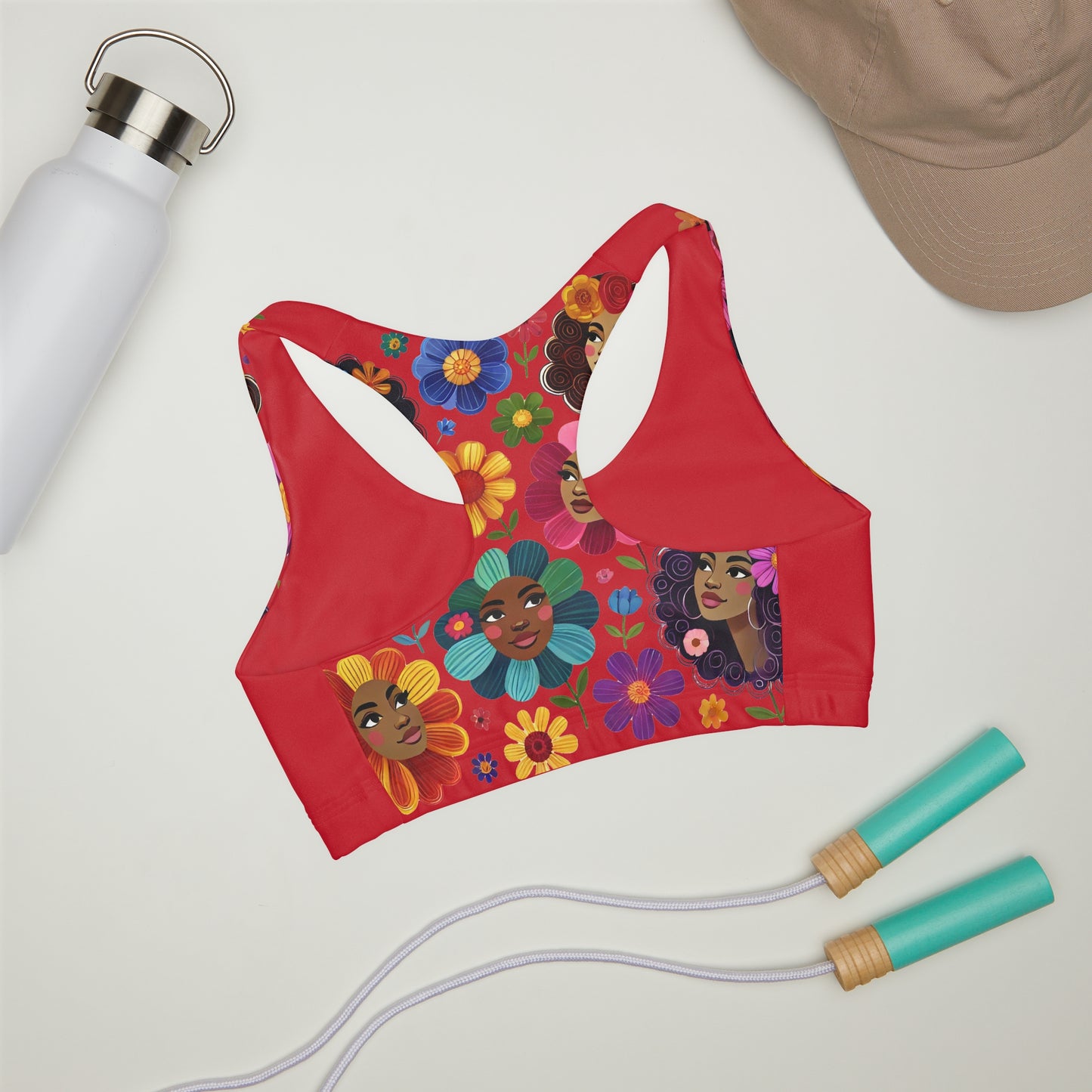 Vibrant Floral Sports Bra for Girls - Double Lined & Seamless Design