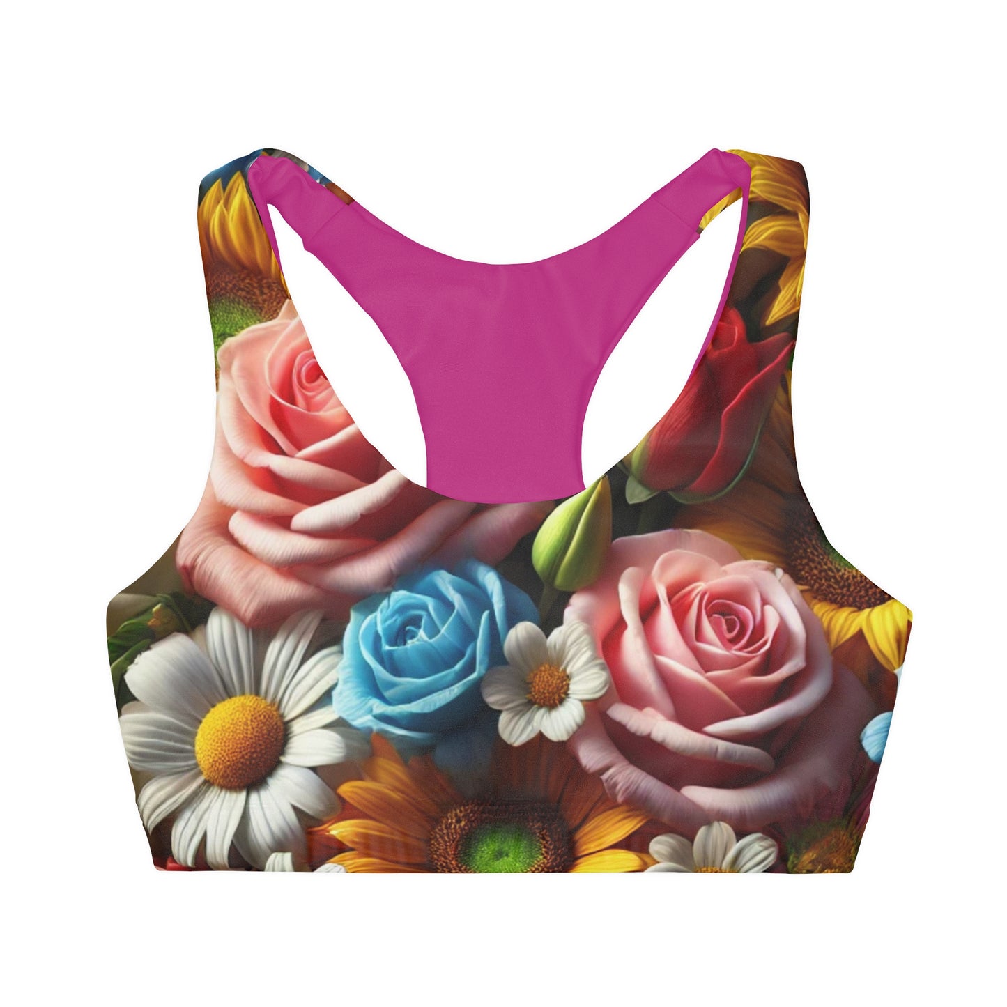 Floral Print Girls' Sports Bra - Seamless & Comfortable Activewear