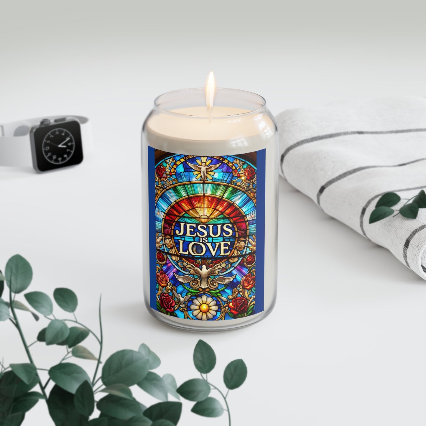 Jesus is Love Scented Candle - 13.75oz Stained Glass Design for Spiritual Connection