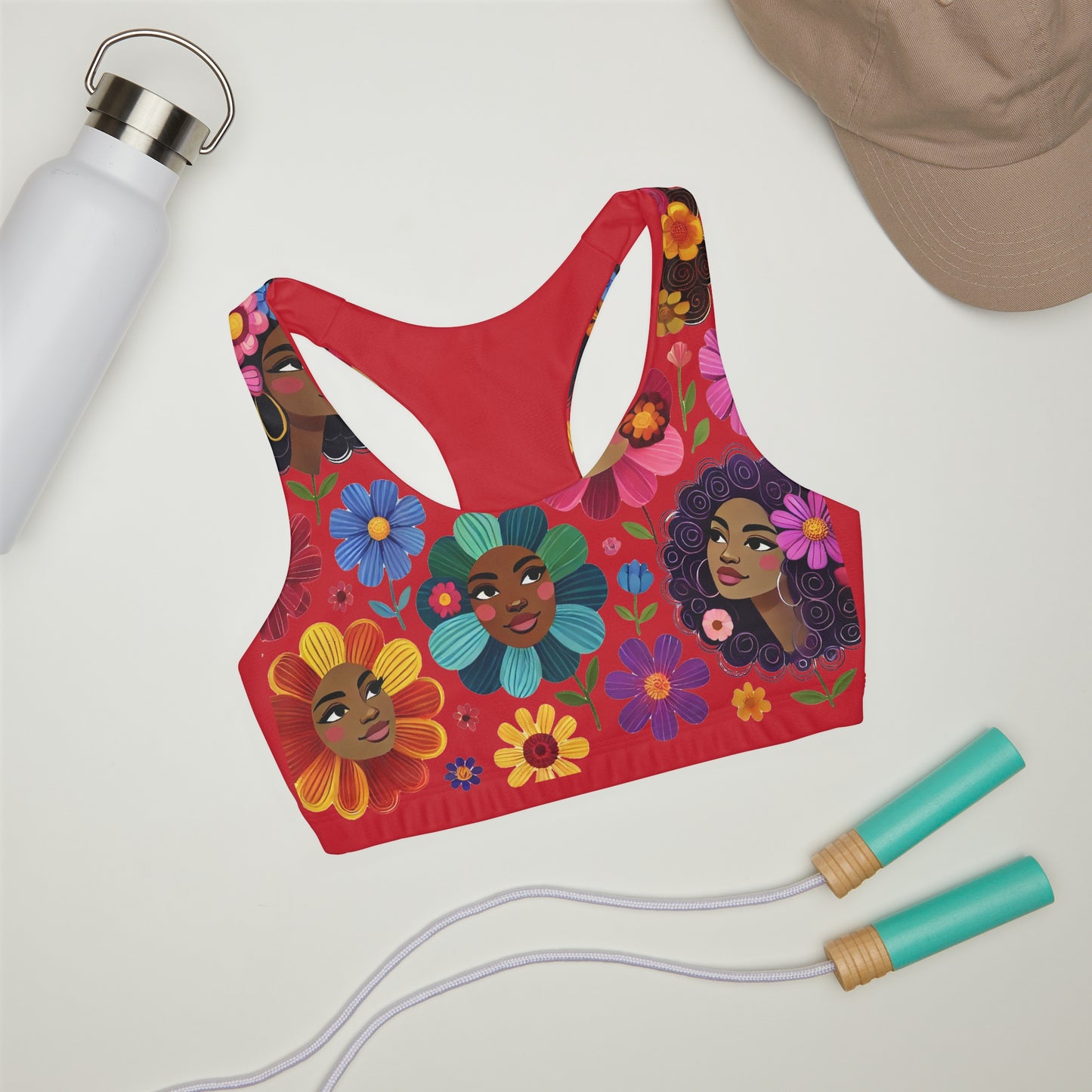 Vibrant Floral Sports Bra for Girls - Double Lined & Seamless Design
