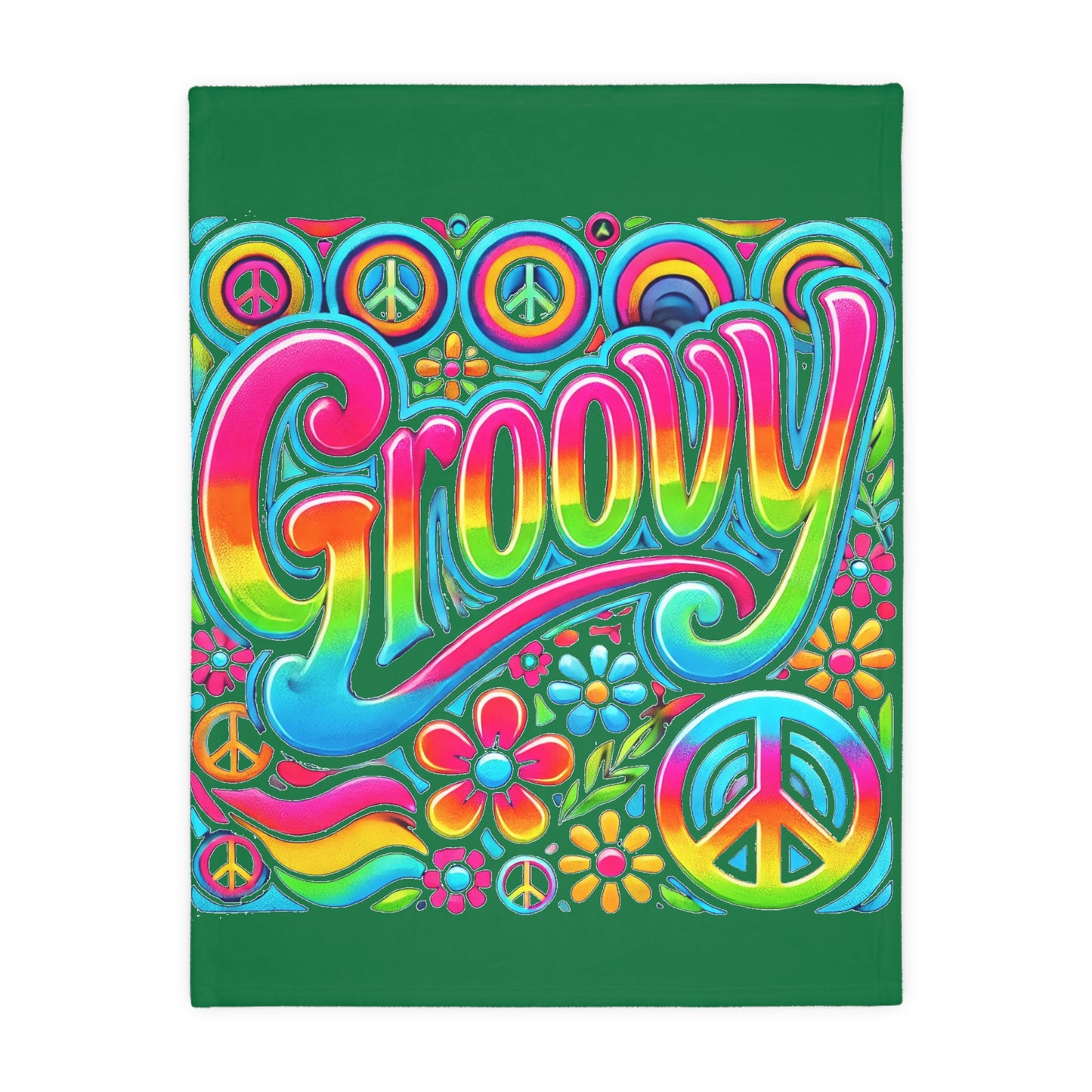 Groovy Retro Peace Microfiber Blanket - Two-Sided Print