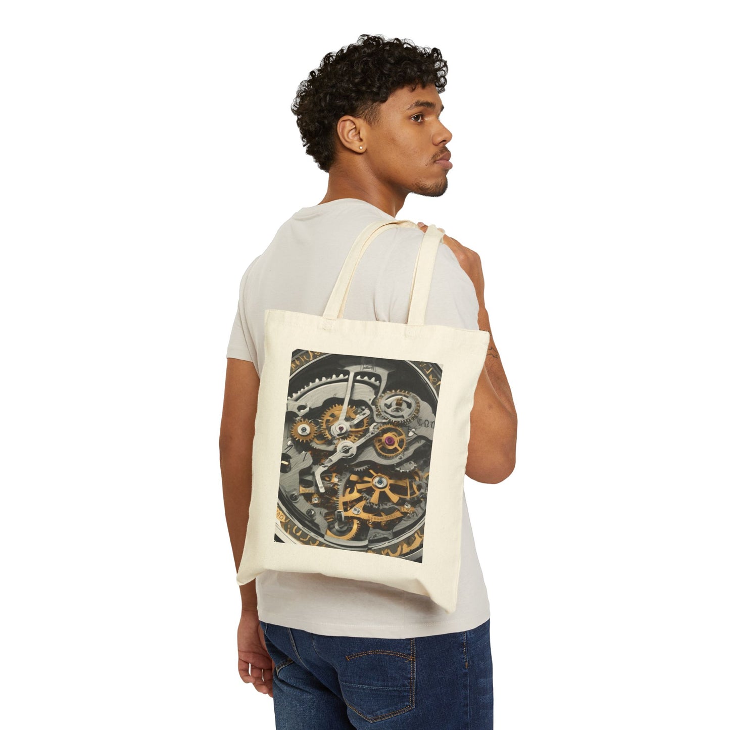 Mechanics Inspired Cotton Canvas Tote Bag - Stylish & Functional for Everyday Use