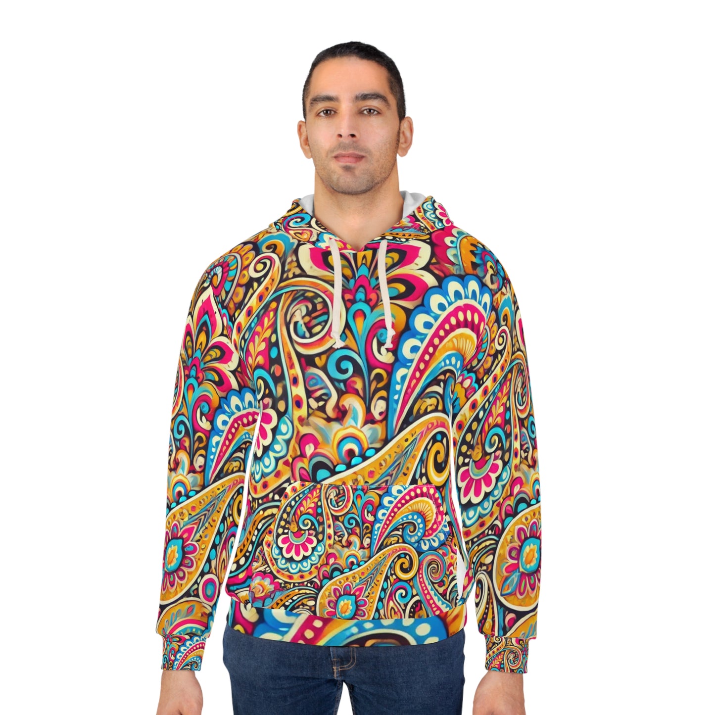 Vibrant Boho Pattern Unisex Pullover Hoodie - Cozy & Colorful Streetwear