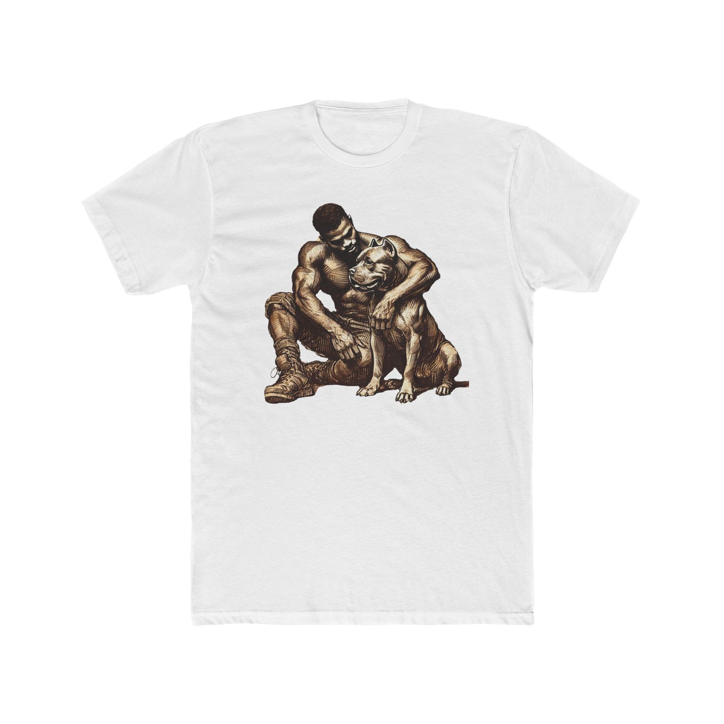 Emotional Bond Unisex Cotton Crew Tee - Love Between Man and Dog Design