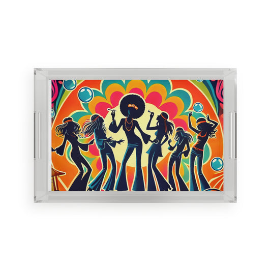 Psychedelic Acrylic Serving Tray - Retro Party Hostess Décor