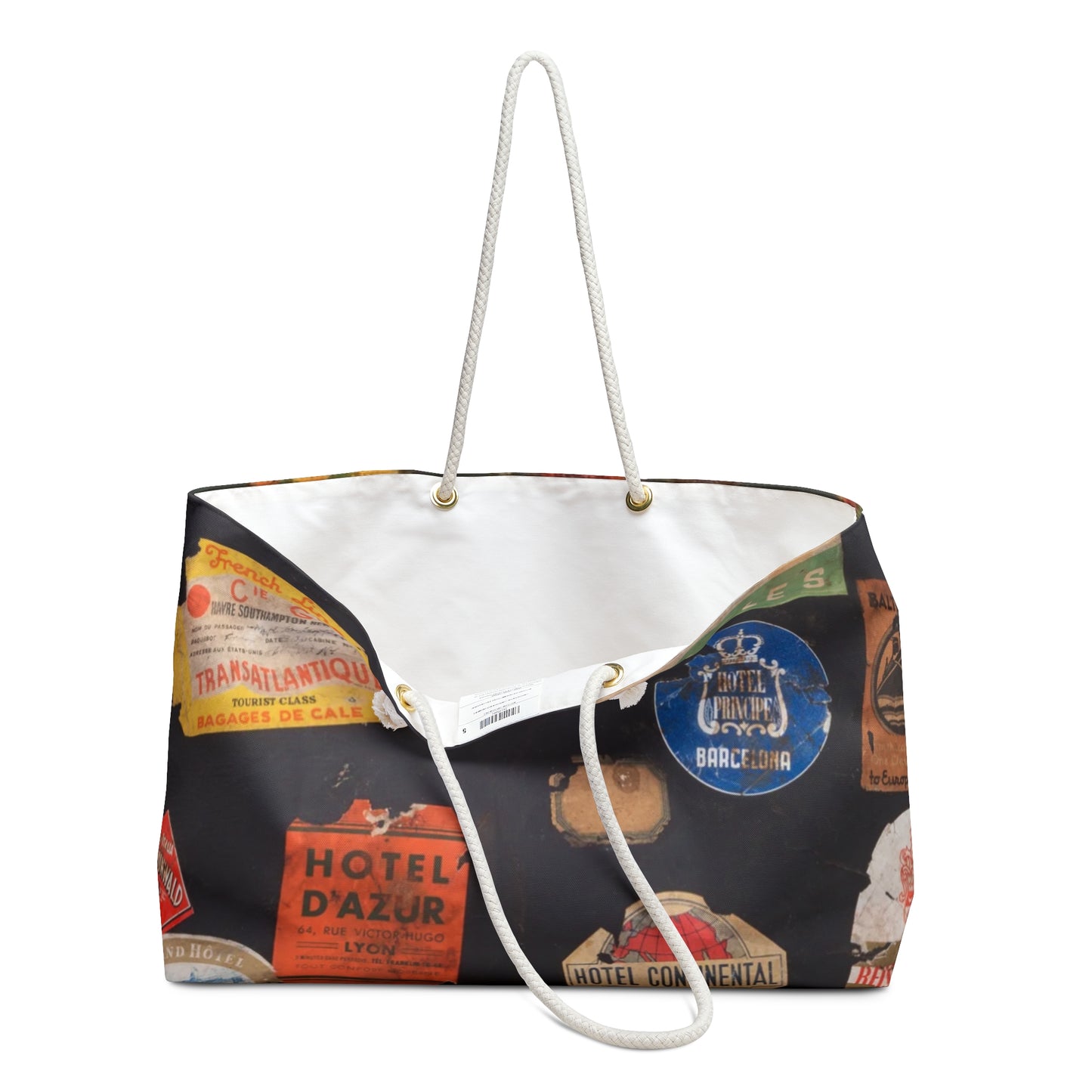 Vintage Travel Weekender Bag with Retro Stickers - Perfect for Adventurers