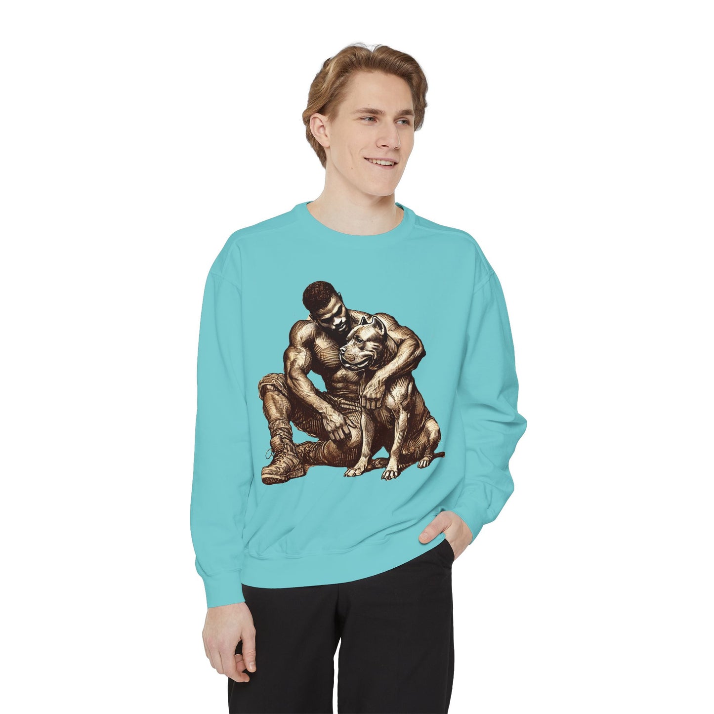 Embrace Sweatshirt - Comfortable Unisex Style Featuring Man and Dog Design