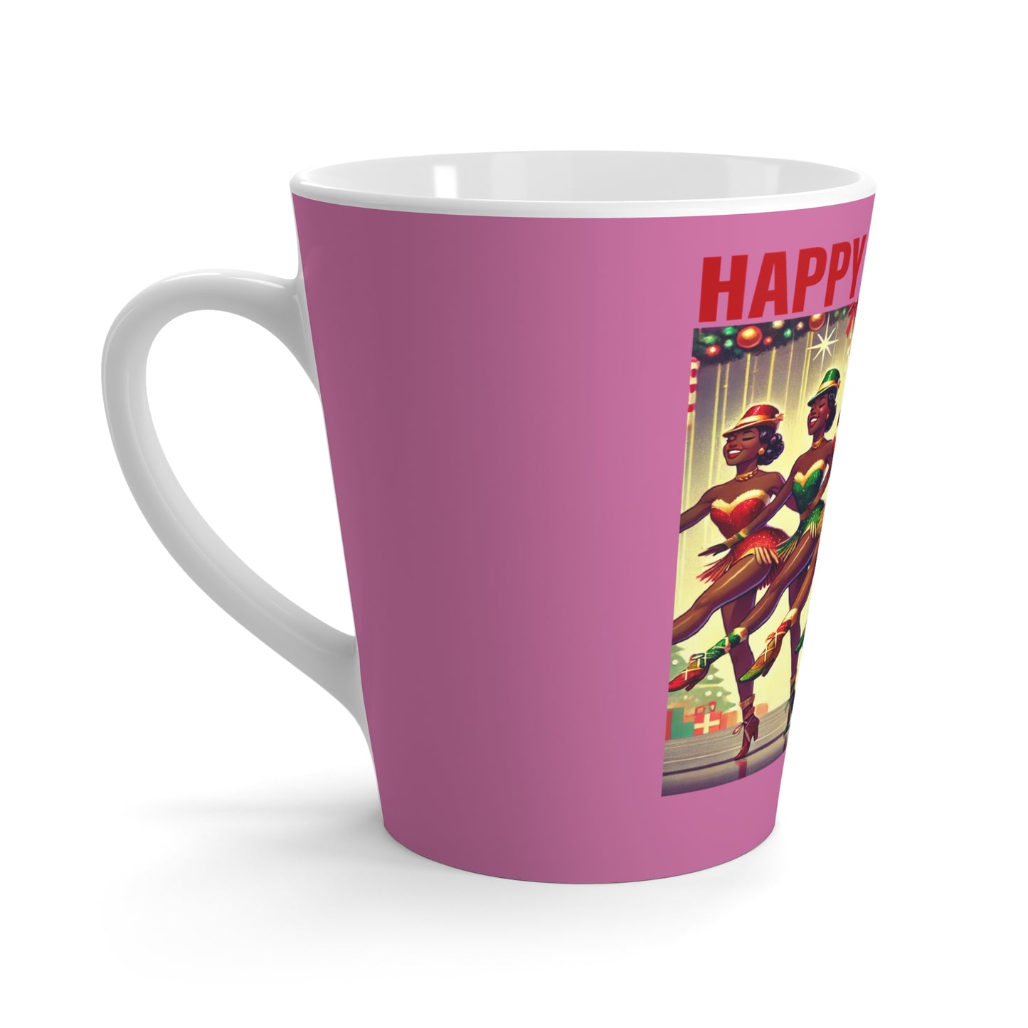 Festive Latte Mug – 'Happy Holidays!' Vintage Design for Coffee Lovers