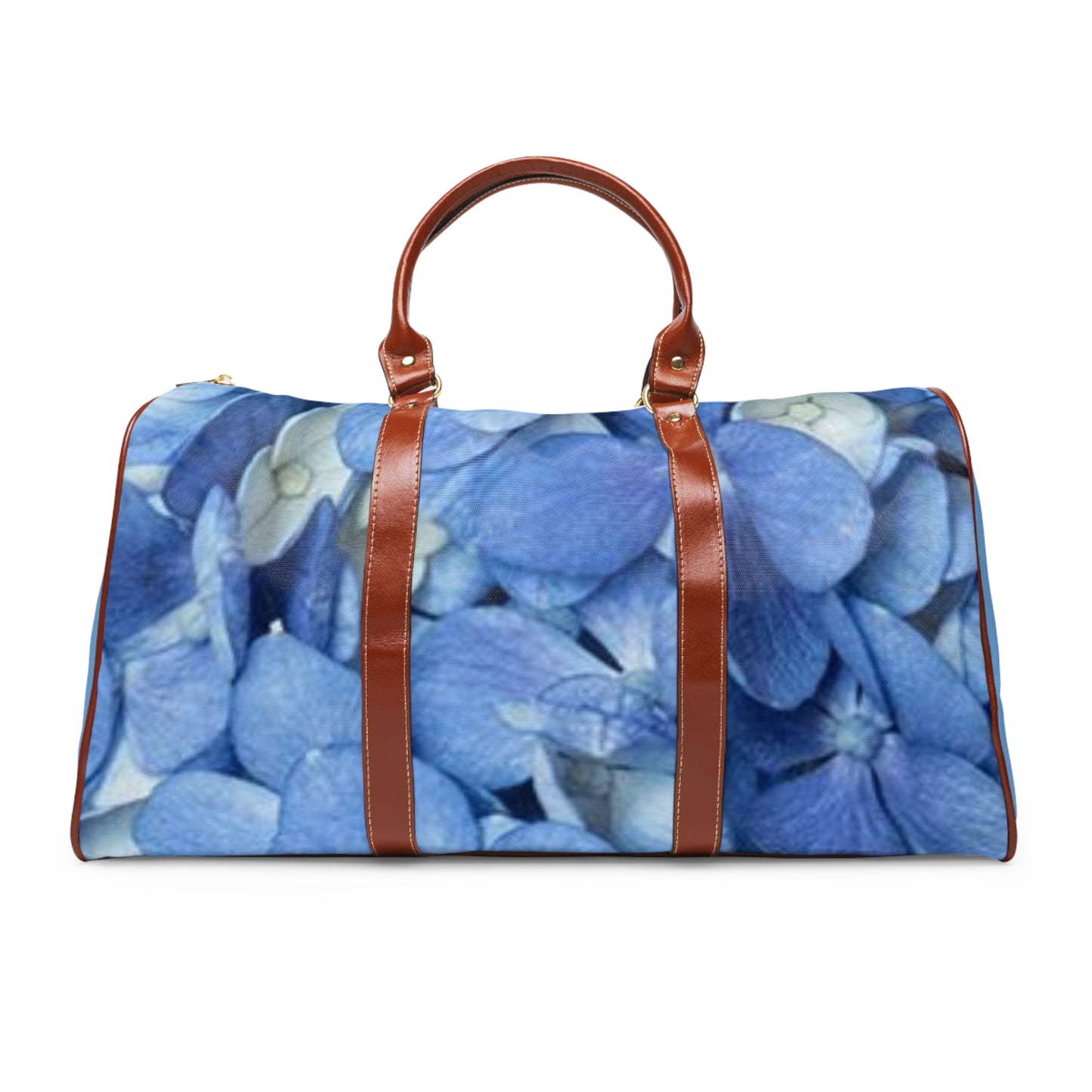 Waterproof Floral Travel Bag - Elegant Blue Hydrangea Design for Adventurers
