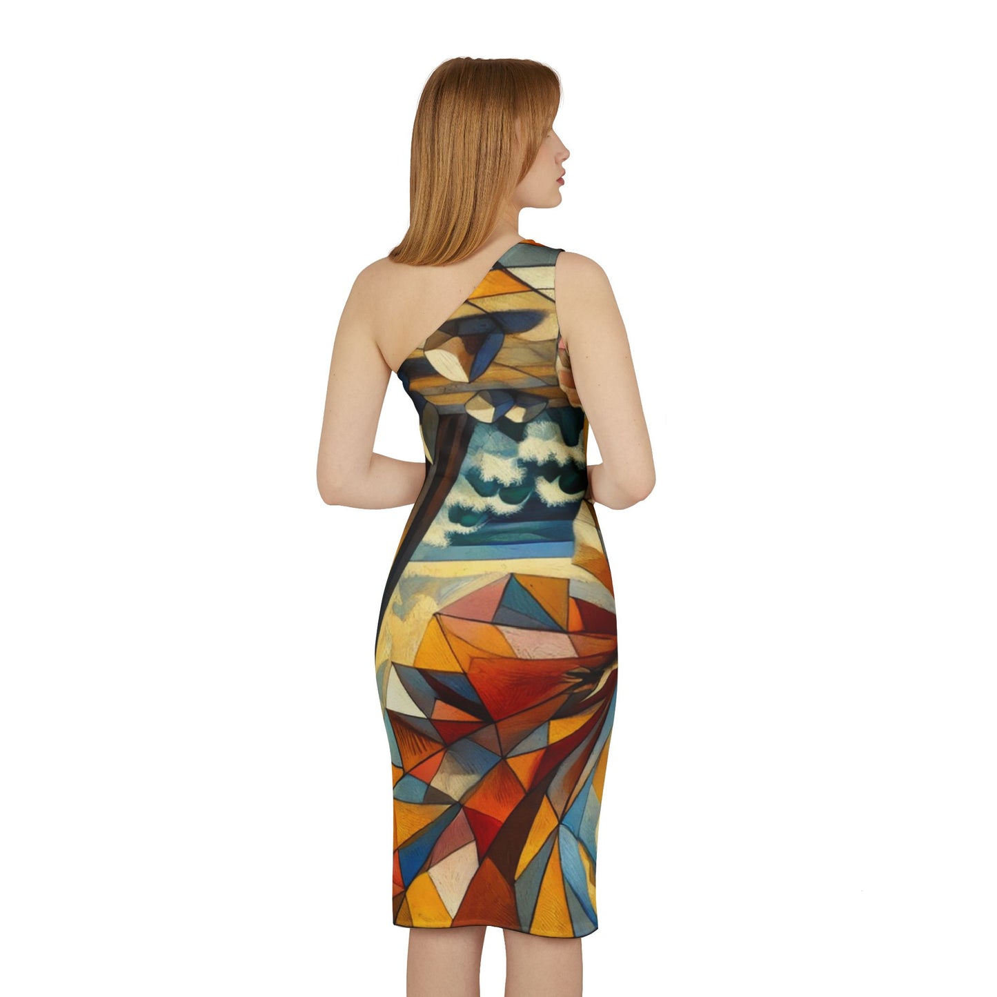 Vibrant Abstract One-Shoulder Dress for Artistic Souls