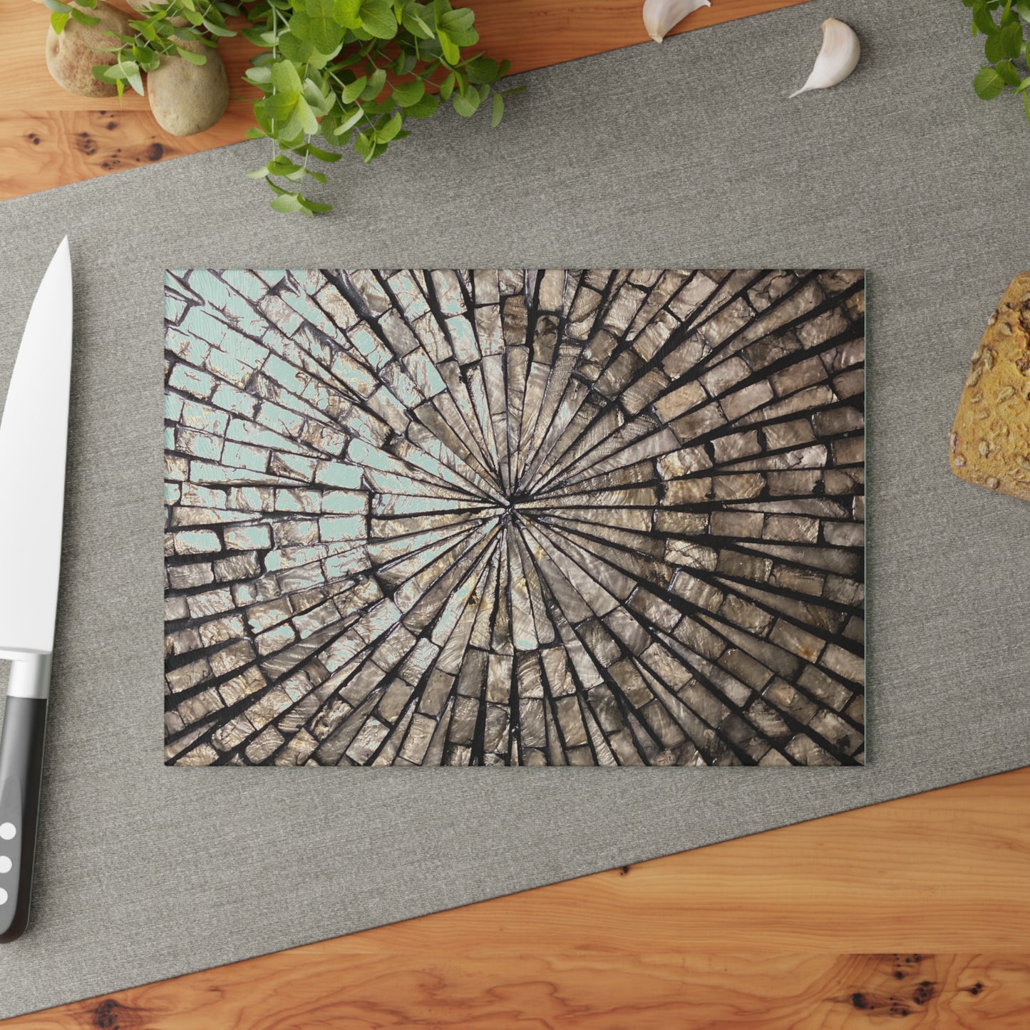 Rustic Stone Pattern Glass Cutting Board - Elegant Kitchen Essentials for Home Chefs