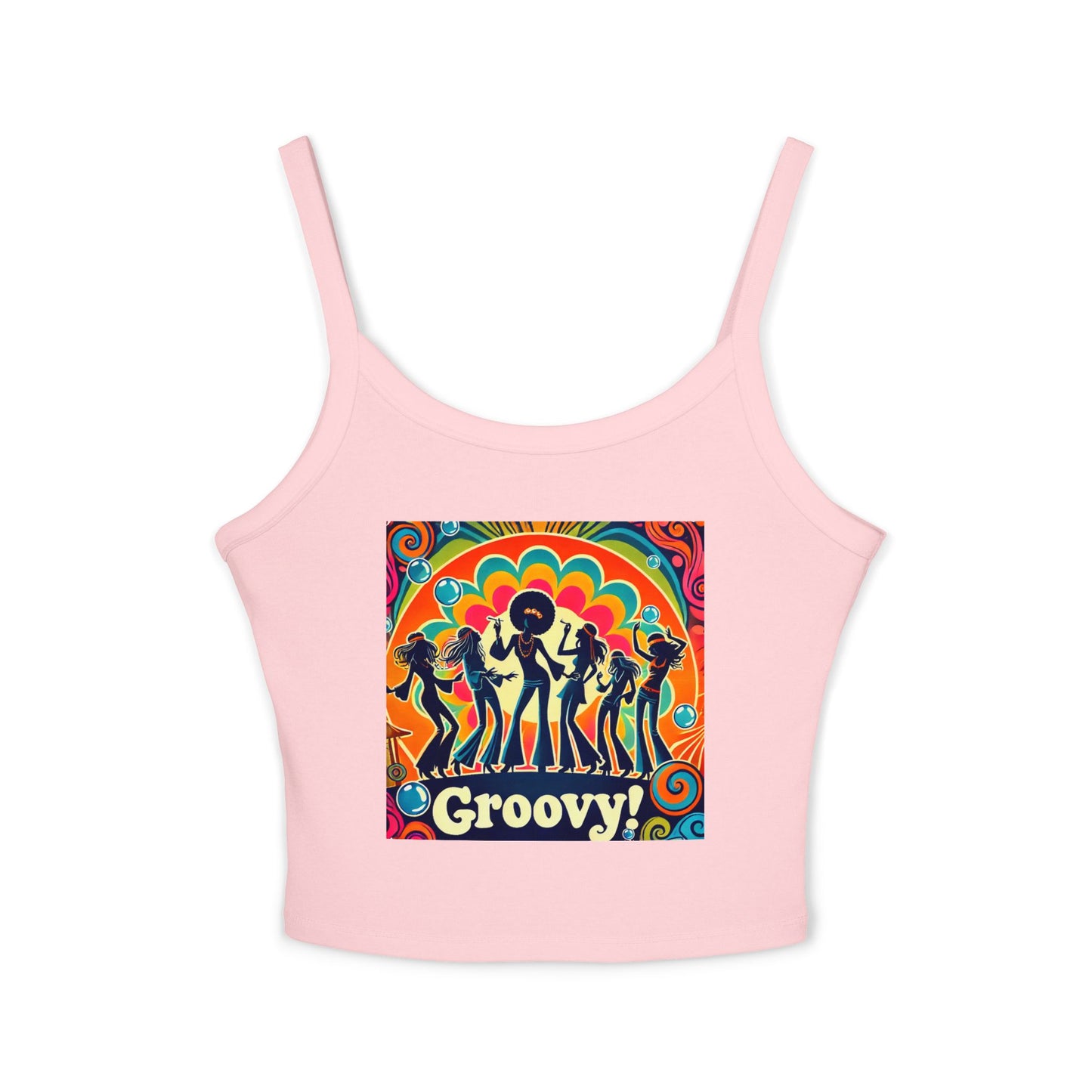 Groovy Women’s Spaghetti Strap Tank Top - Retro Style Summer Shirt