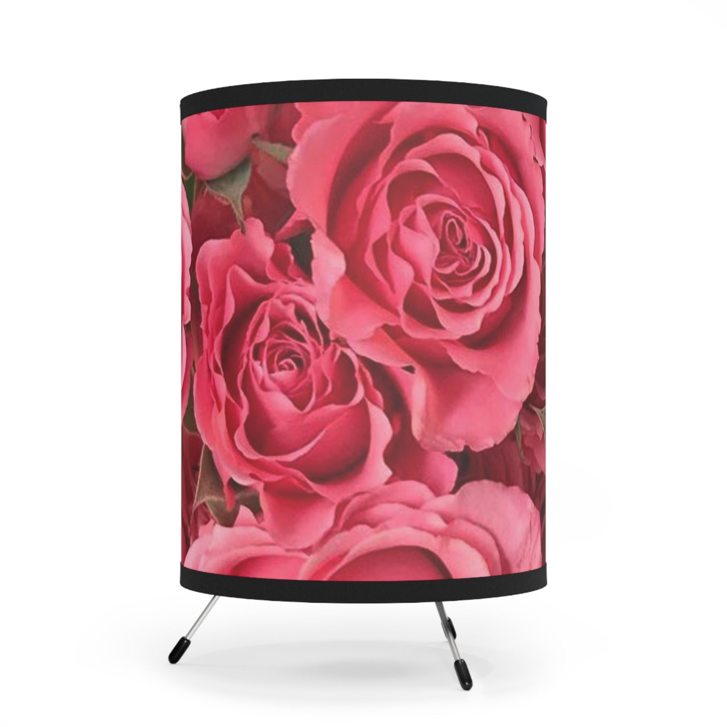 Rose Print Tripod Lamp - Elegant Floral Design for Home Decor