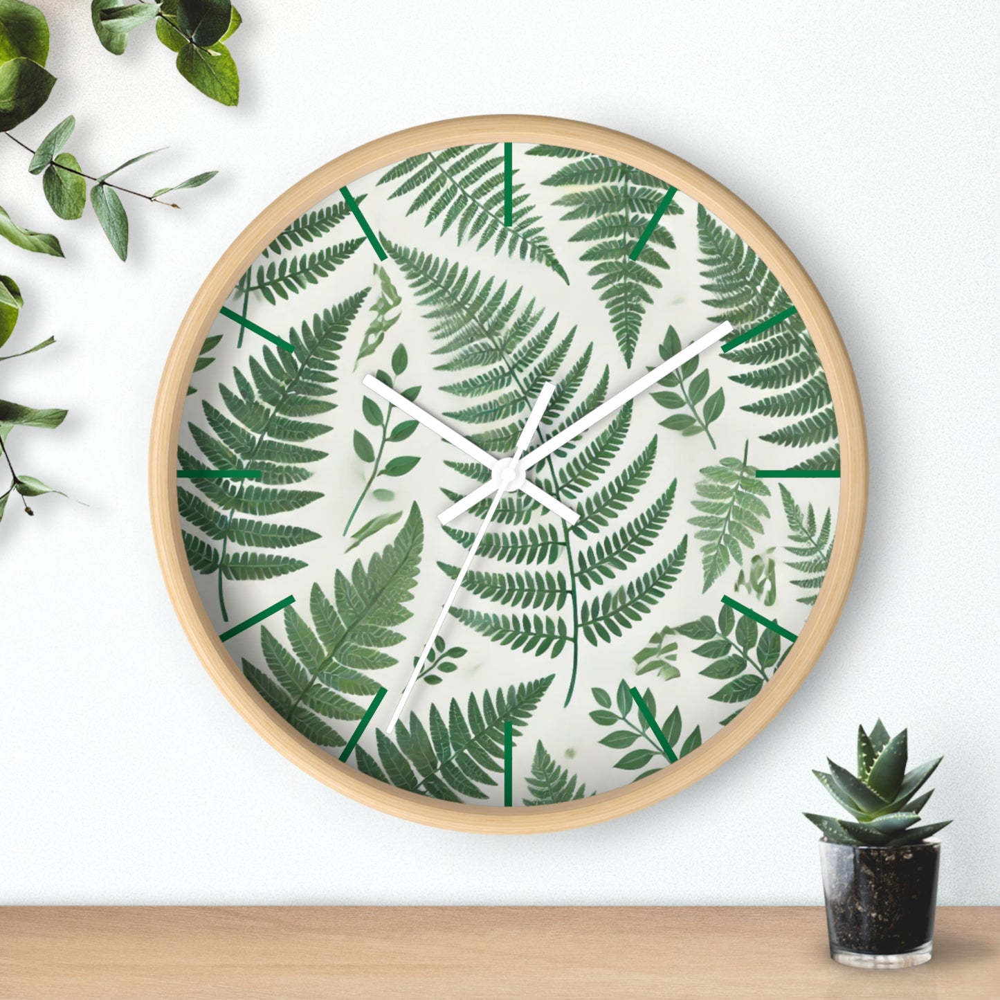 Botanical Fern Wall Clock - Nature Inspired Decor for Home & Office