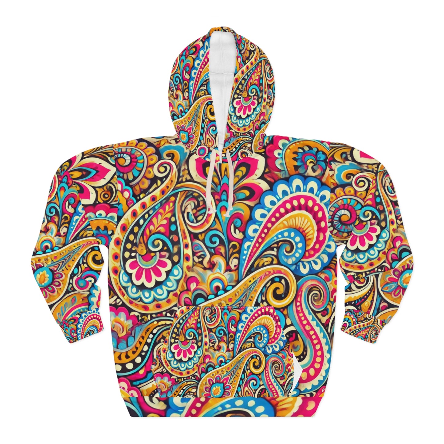 Vibrant Boho Pattern Unisex Pullover Hoodie - Cozy & Colorful Streetwear