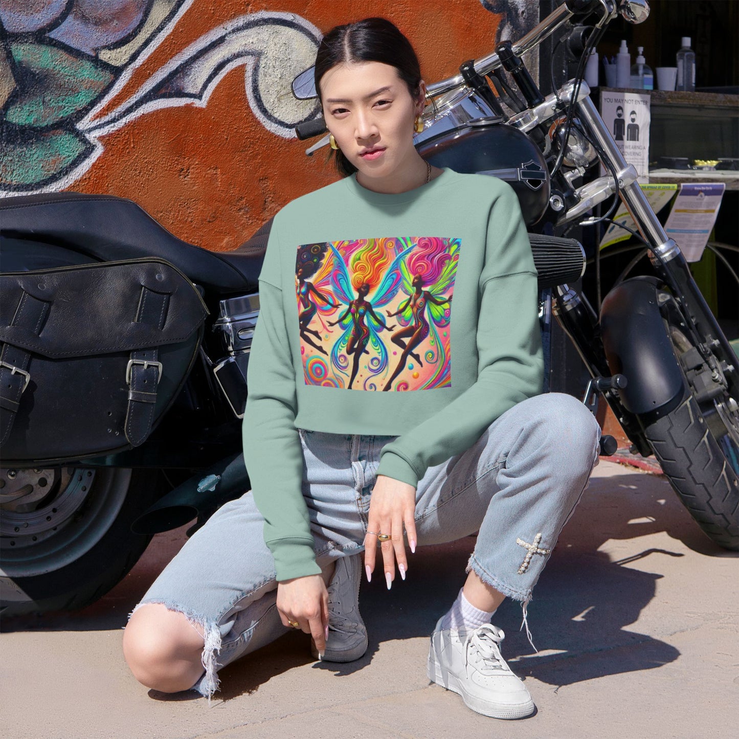 Colorful Fairy Women’s Cropped Sweatshirt - Trendy & Stylish for Everyday Wear