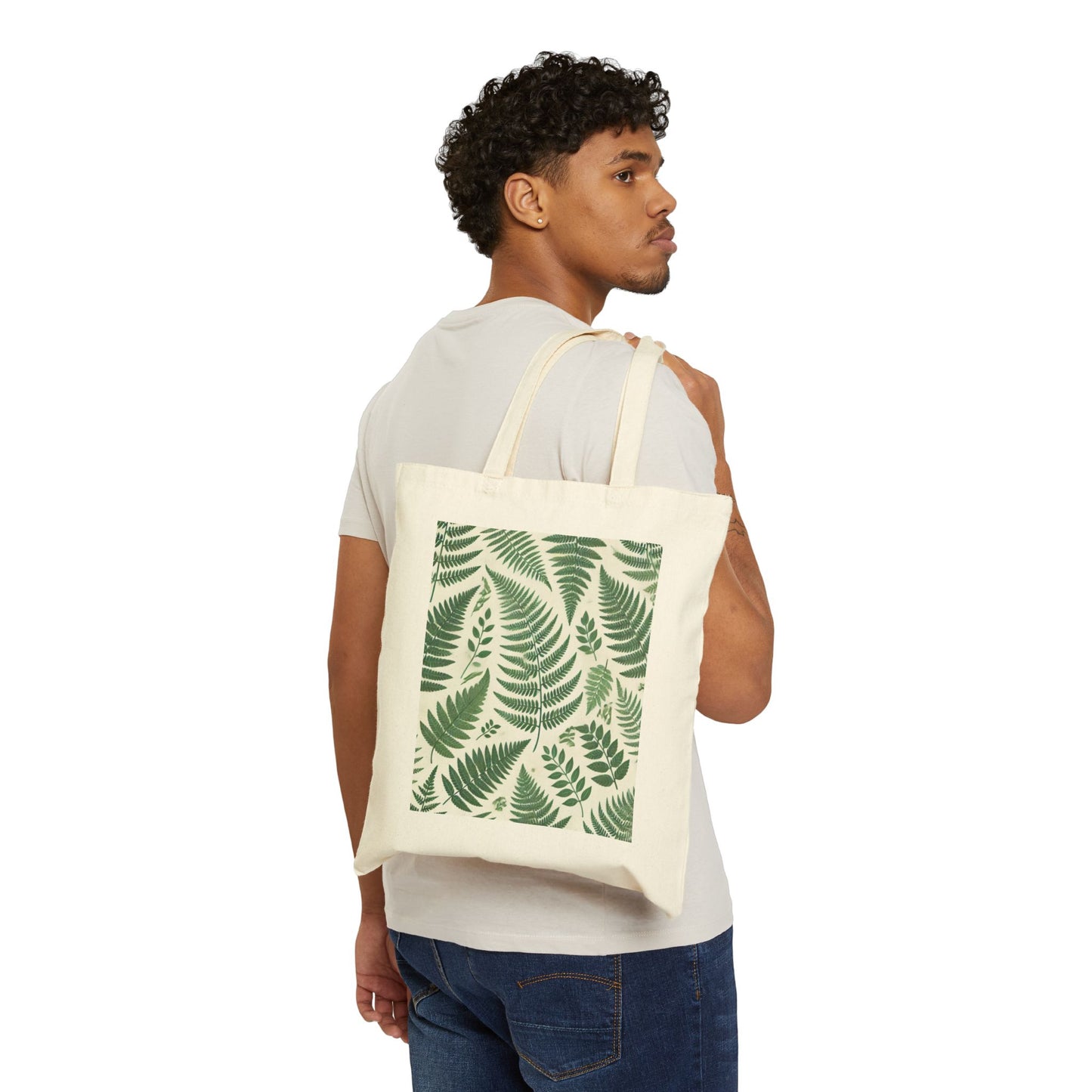 Eco-Friendly Cotton Canvas Tote Bag with Fern Design