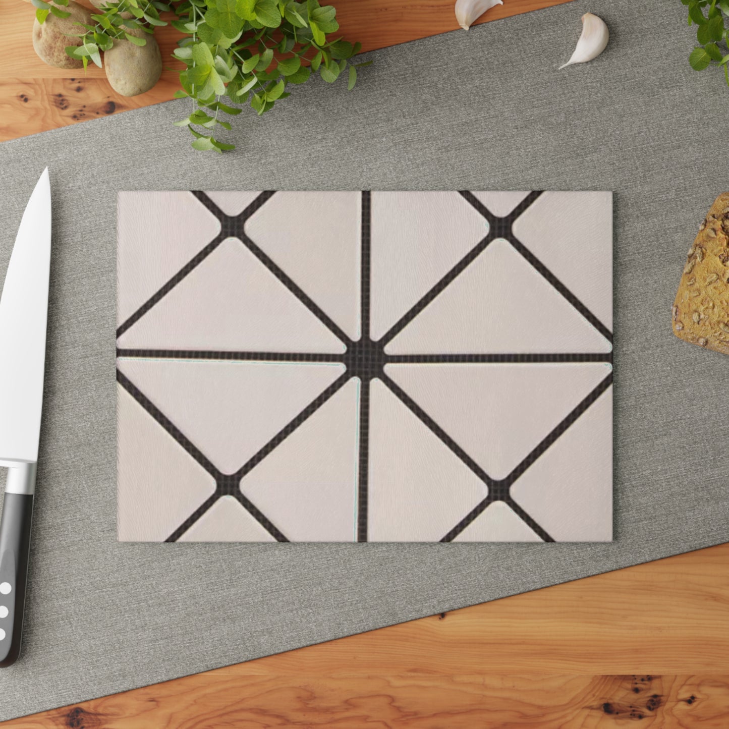 Modern Geometric Glass Cutting Board - Elegant Kitchen Decor