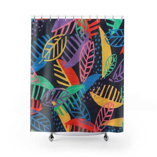 Vibrant Leaf Patterns Shower Curtain - Colorful Bathroom Decor for Nature Lovers