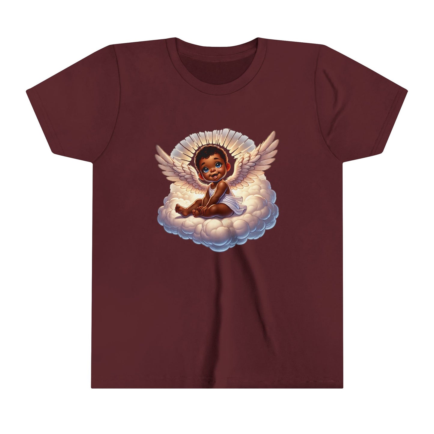 Angel Baby Youth Short Sleeve Tee - Adorable Cloud Design for Kids
