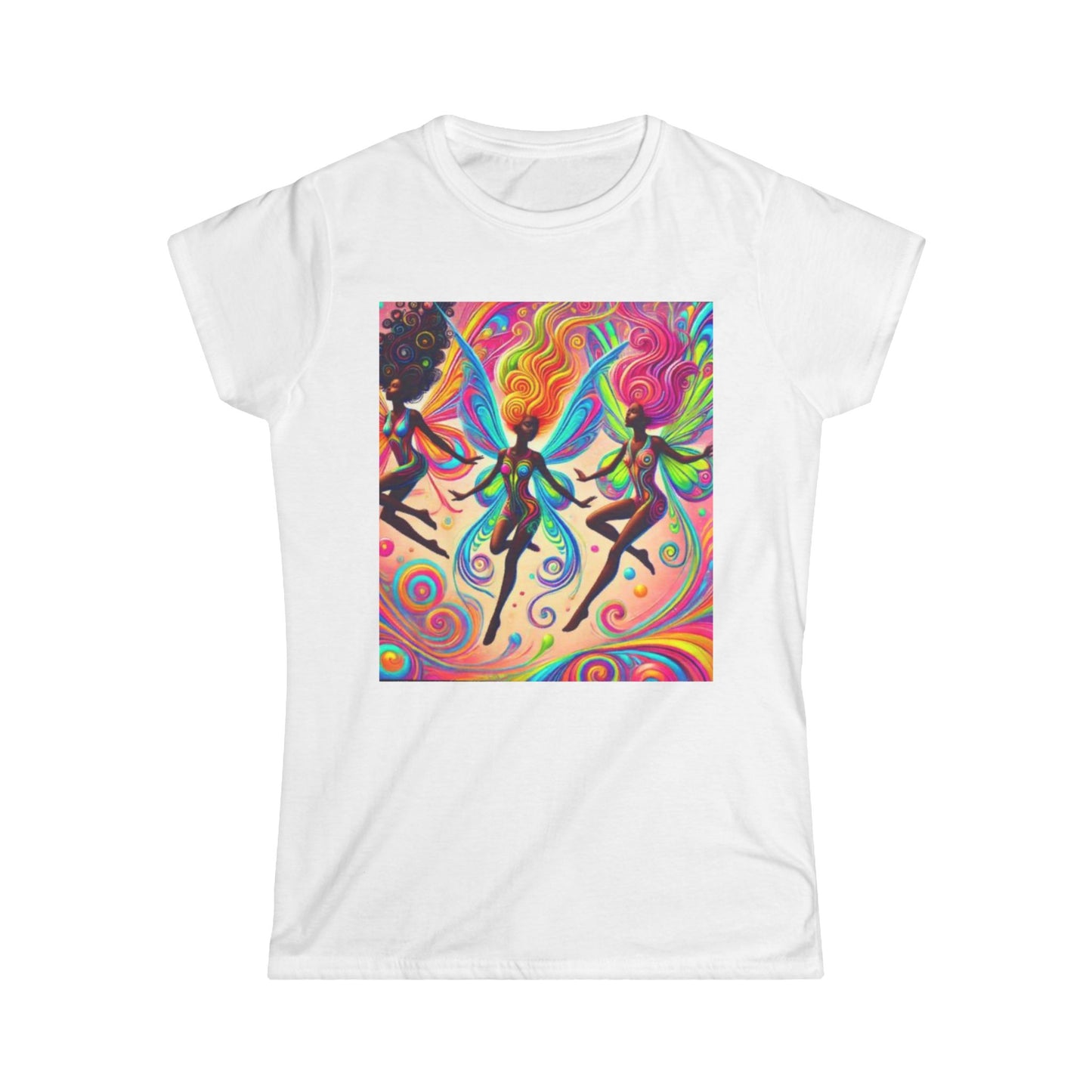 Colorful Fairy Women's Softstyle Tee - Whimsical Graphic T-Shirt for Creative Souls