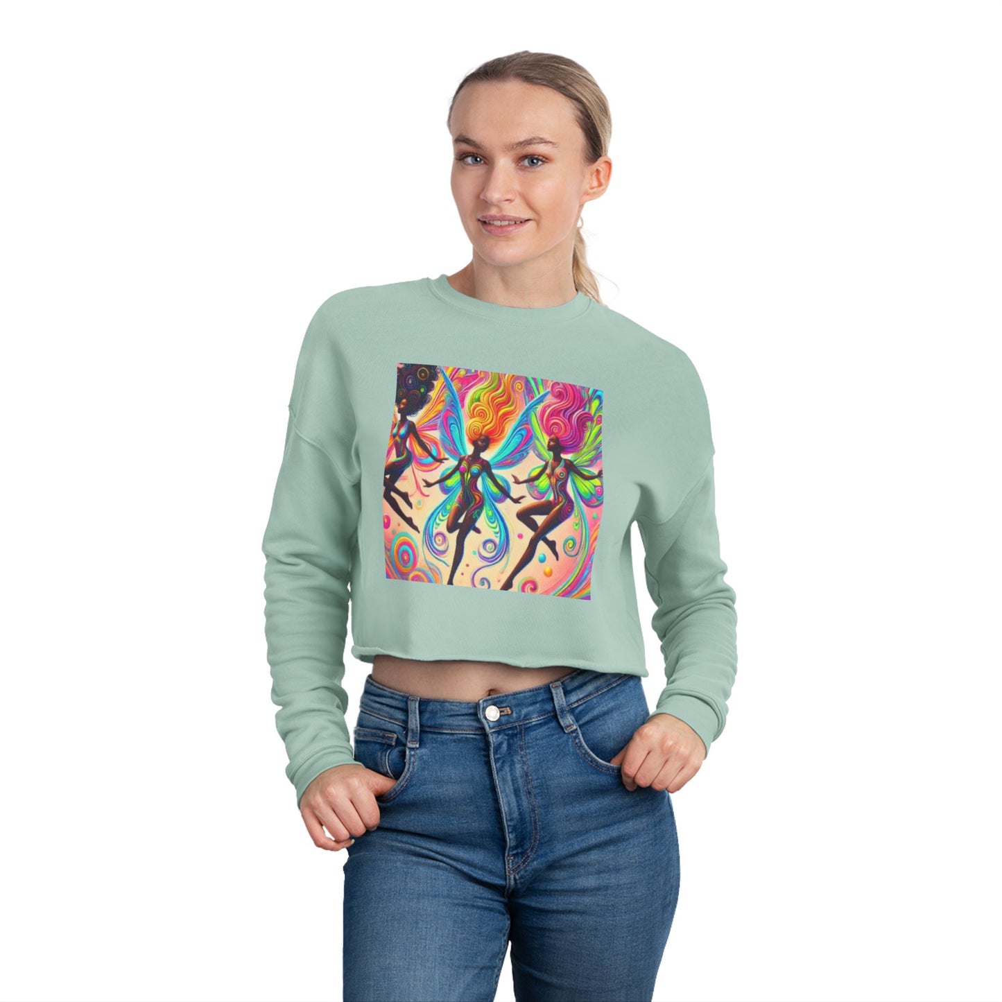 Colorful Fairy Women’s Cropped Sweatshirt - Trendy & Stylish for Everyday Wear