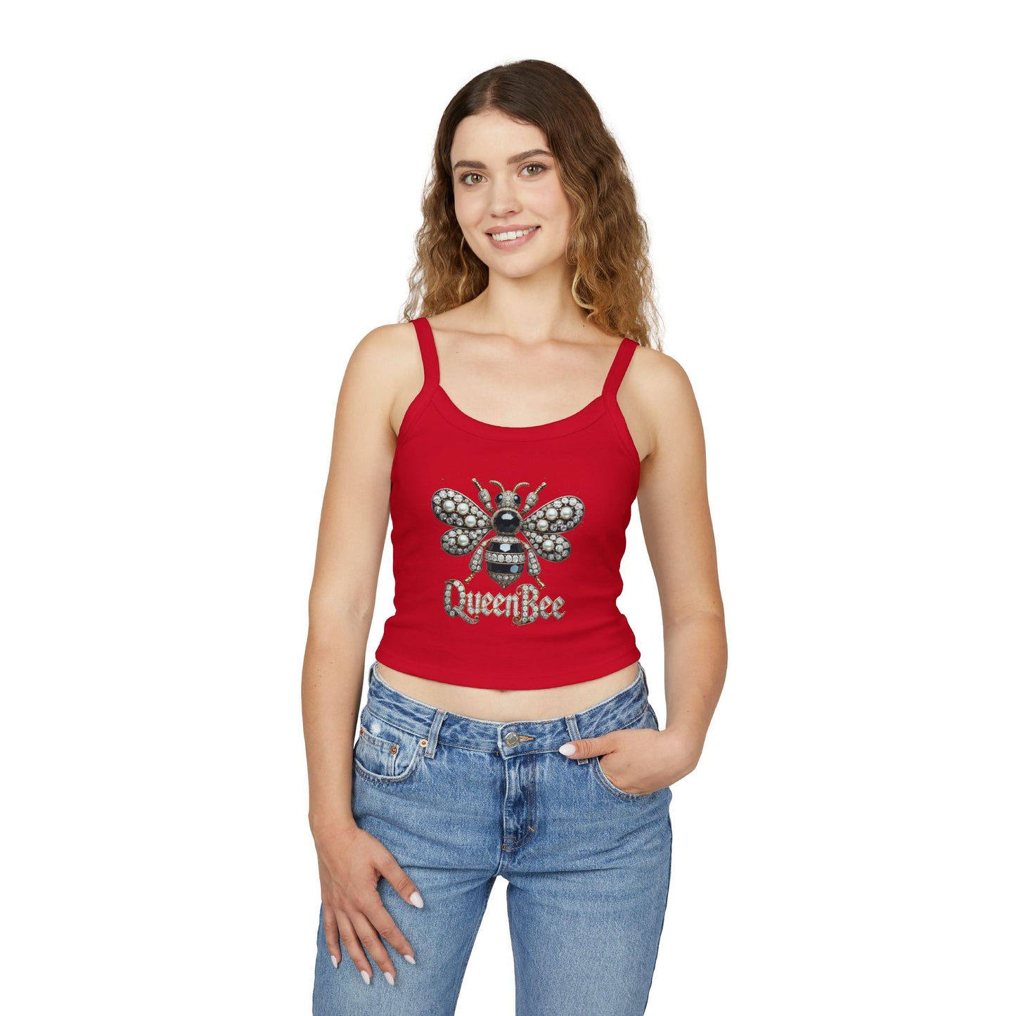 Queen Bee Sparkle Women's Spaghetti Strap Tank Top